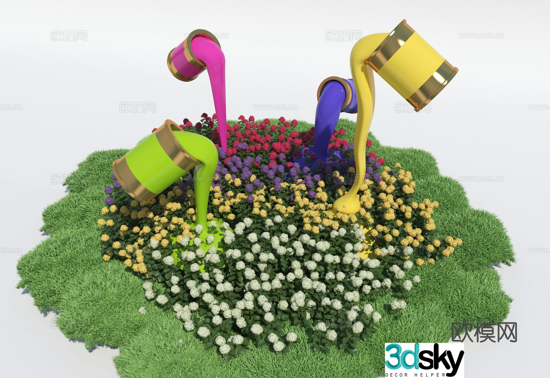 Landscape sculpture Paint bucket Pig bucket 3d model