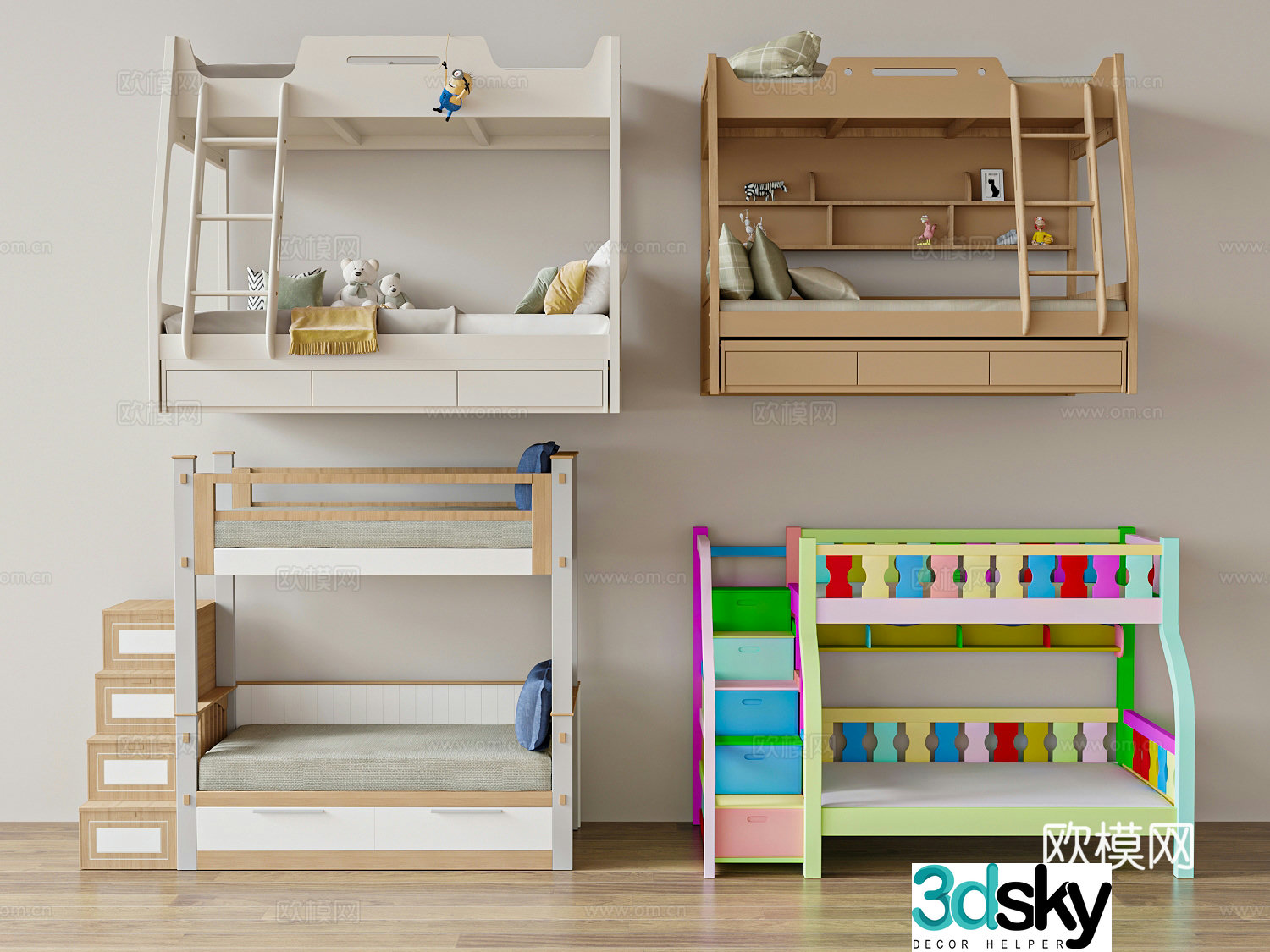 Modern bedding log bed fabric bed children’s bed 3d model