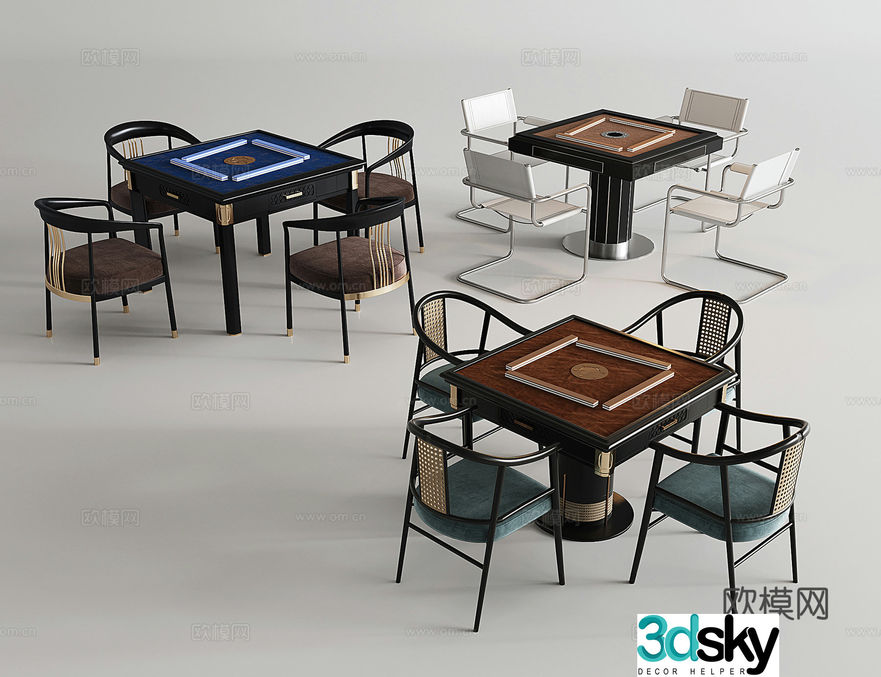 Modern mahjong table mahjong table and chair combination chess and card room table and chair single chair leisure chair 3d model