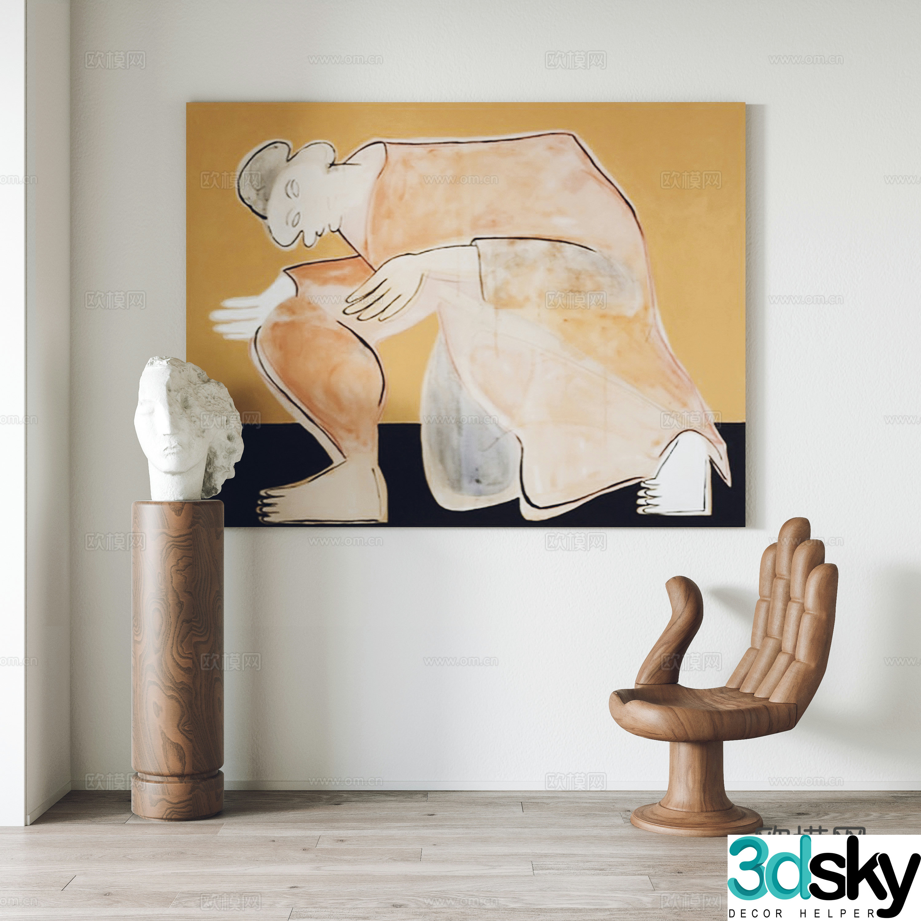 Modern hanging paintings decorative painting 3d model