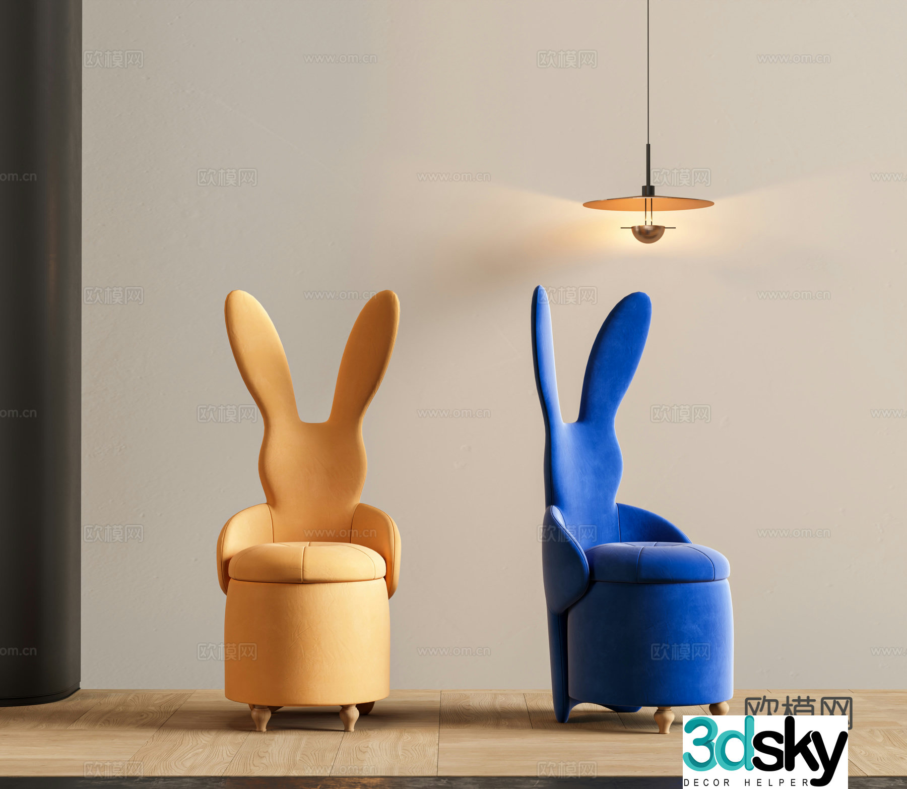 Modern children’s chair rabbit children’s single chair children’s desk chair single chair rabbit single 3d model