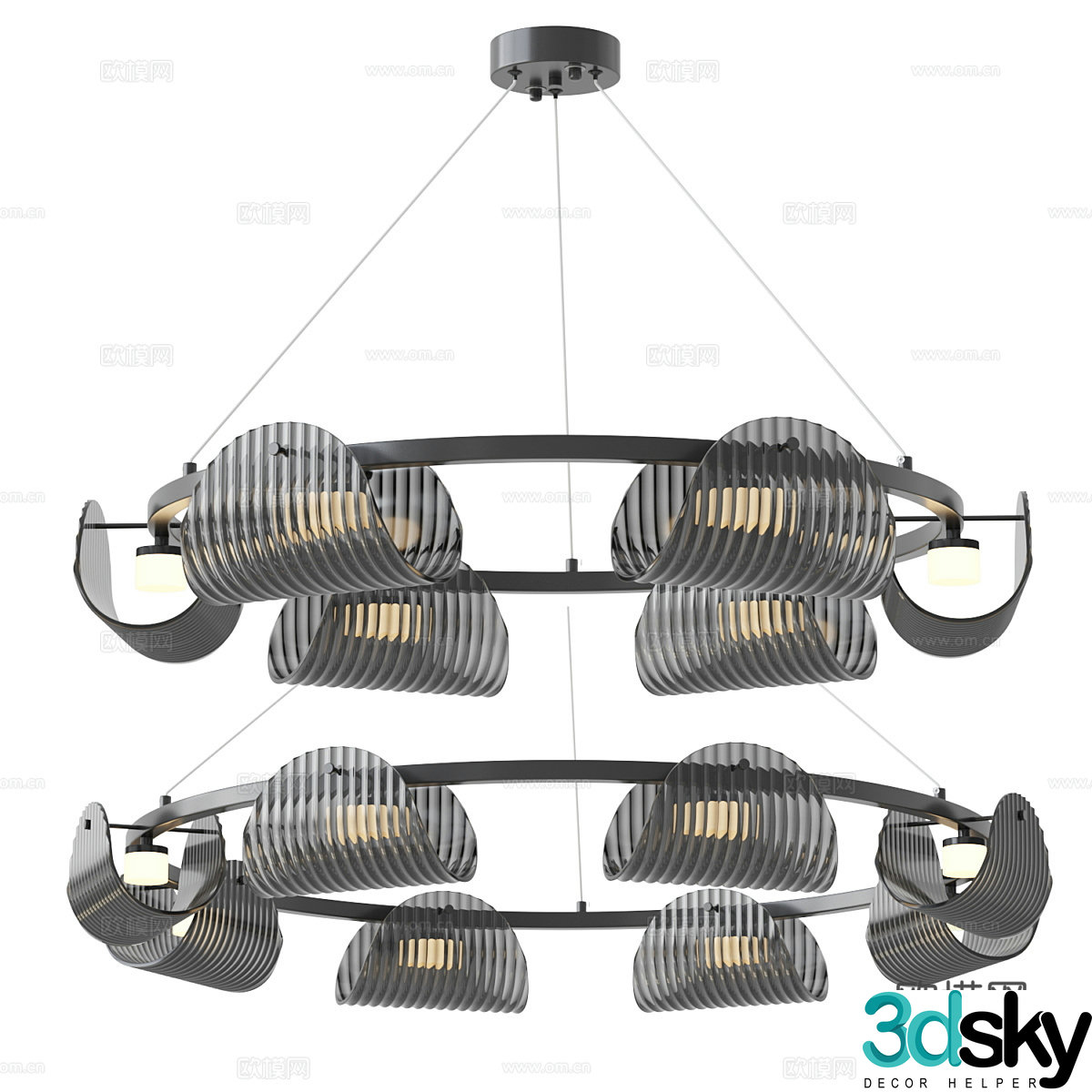 New Chinese style light luxury decorative chandelier 3D model