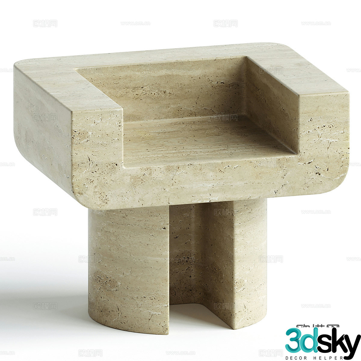 New Chinese style Wasabi Stone Bench 3D Model