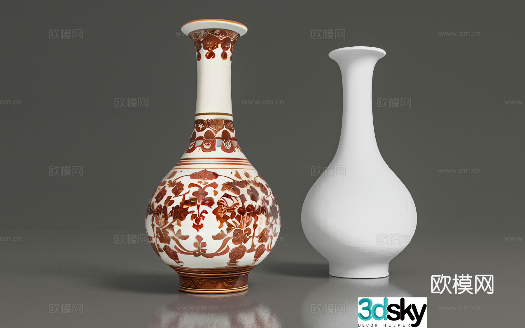 Vase Ceramics Porcelain Decoration Ornaments Print Props Game Beauty Chen Dress Up 3D Model