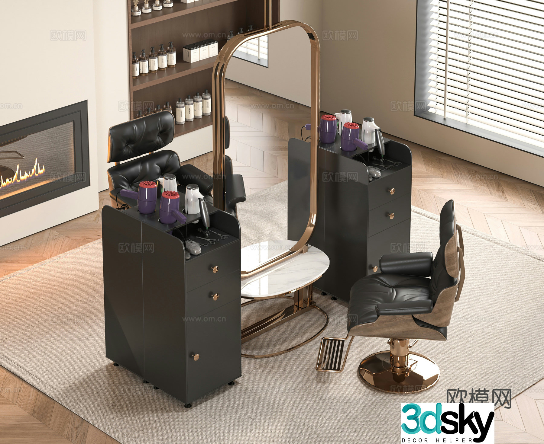 Modern barber shop 3d model