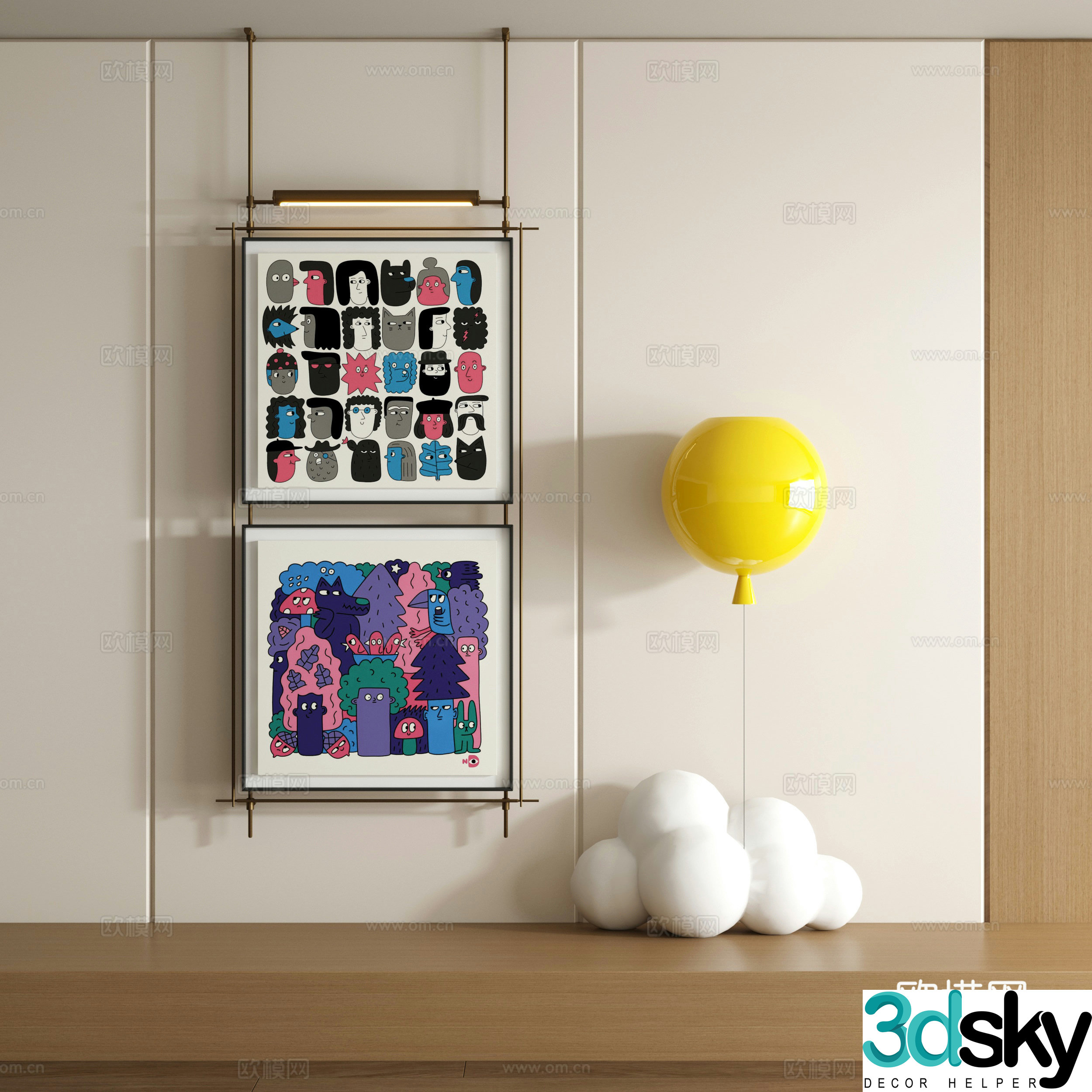Modern graffiti decorative painting 3d model