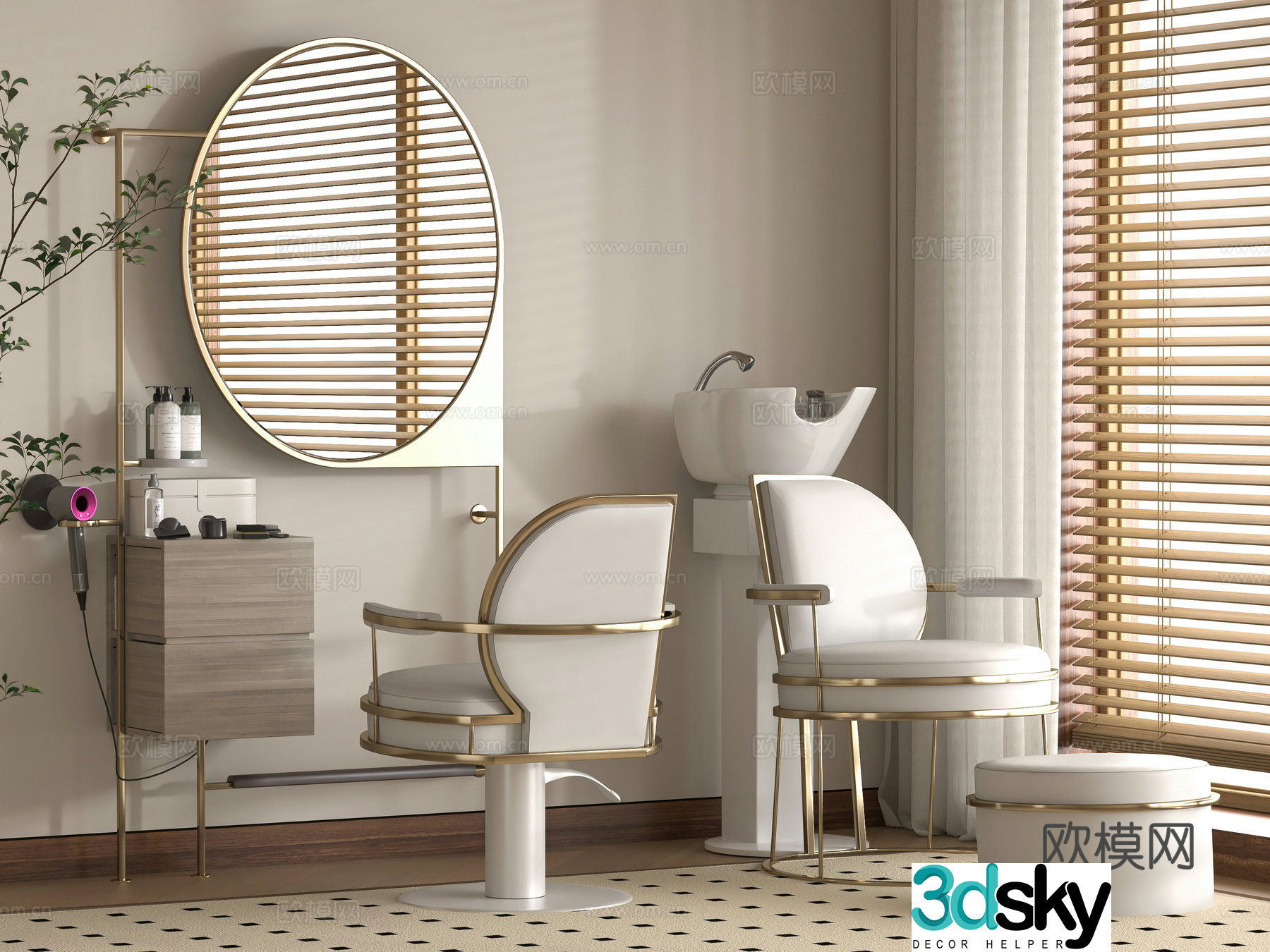 Modern barber shop 3d model
