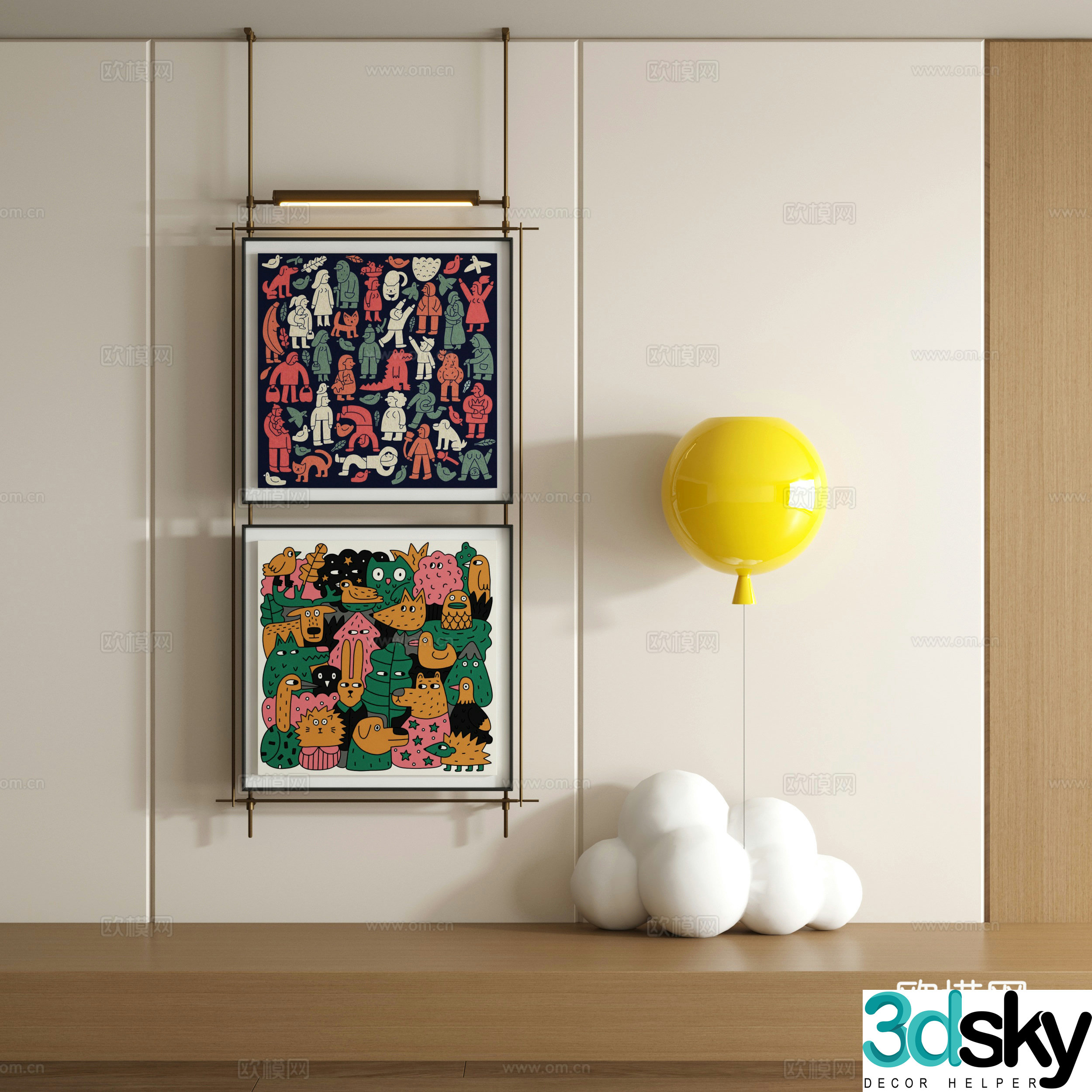 Modern graffiti decorative painting 3d model