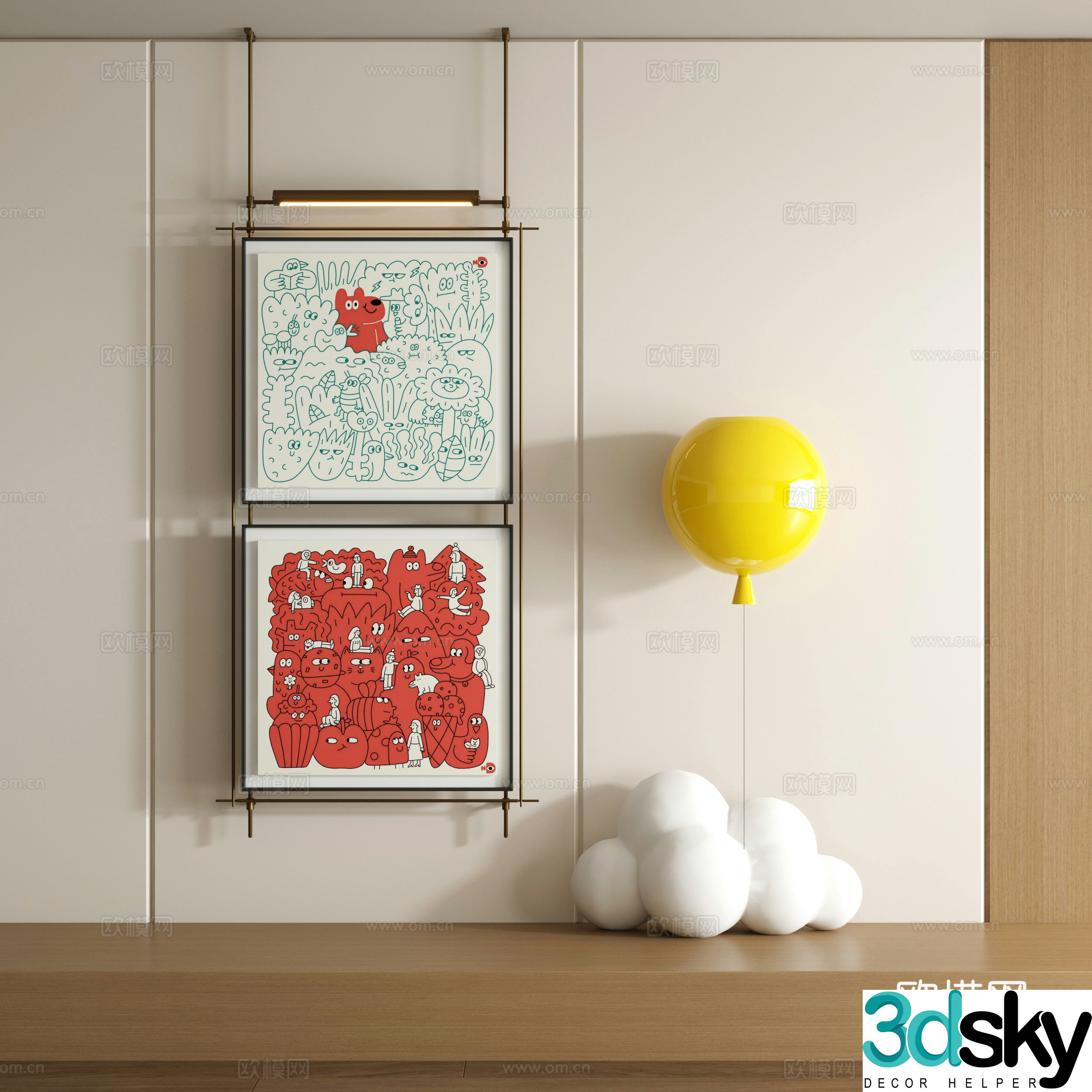 Modern graffiti decorative painting 3d model