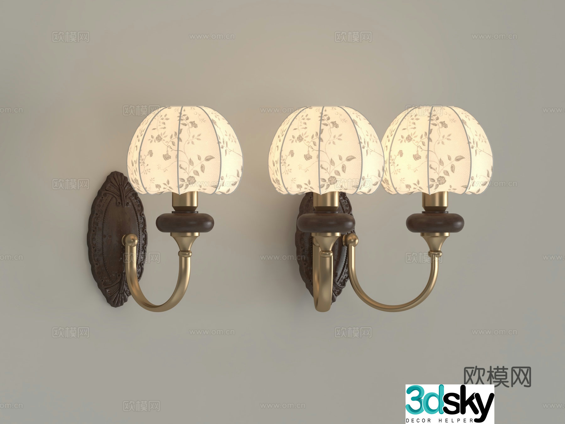 Middle-aged style wall lights bedroom bedside wall lights single-headed double-headed wall lights corridor corridor wall lights 3D model