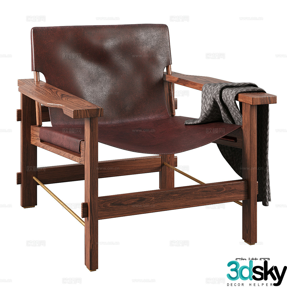 Modern Italian Lemieux et Cie Archie leather chair 3d model