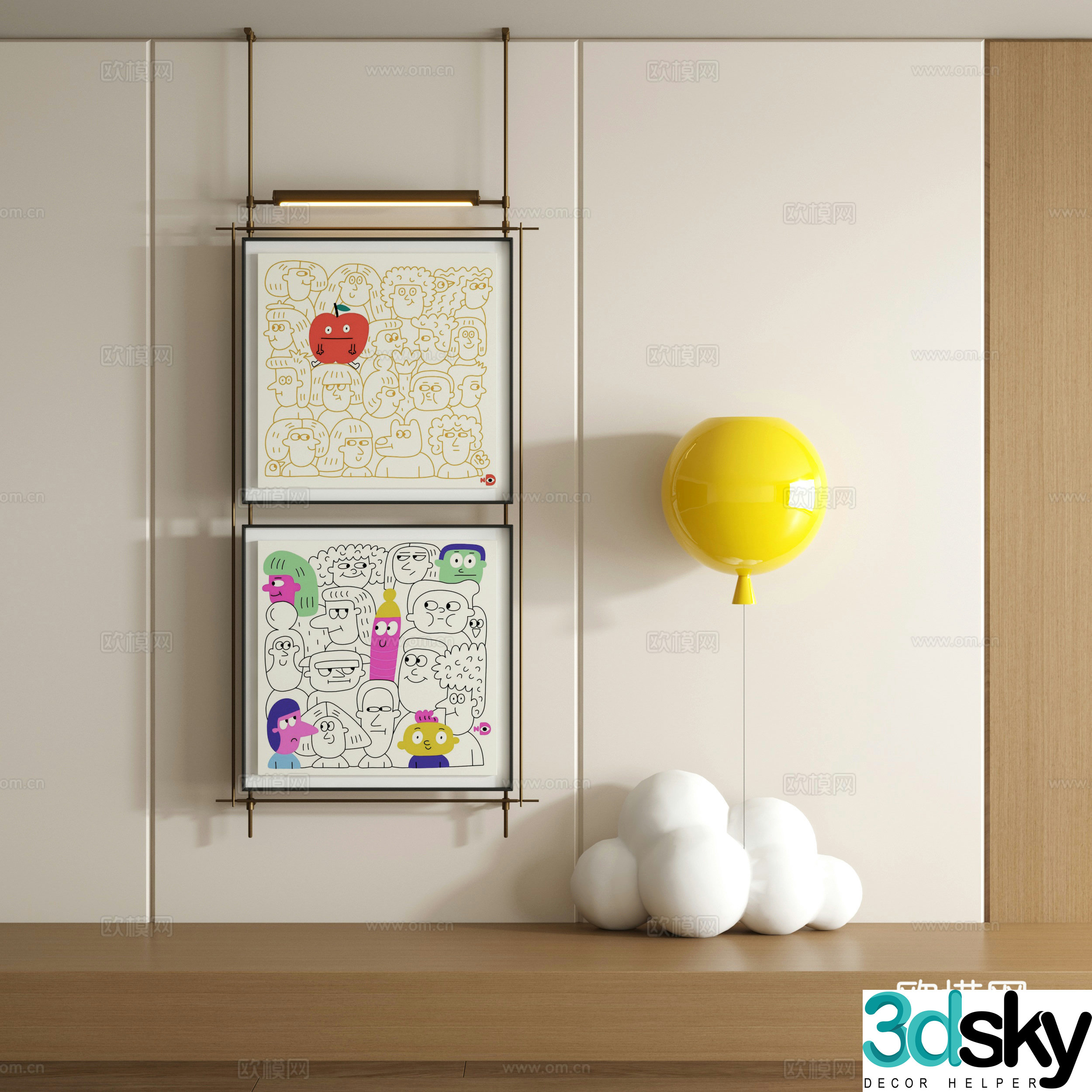Modern graffiti decorative painting 3d model