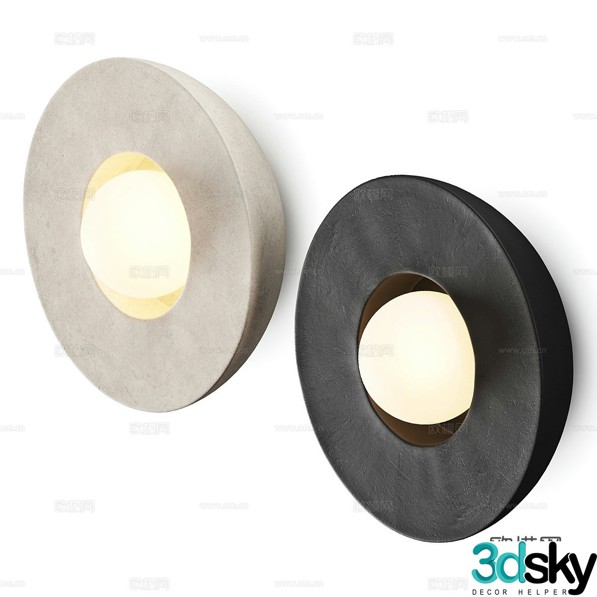 New Chinese Wavia Disc Wall Light 3D Model