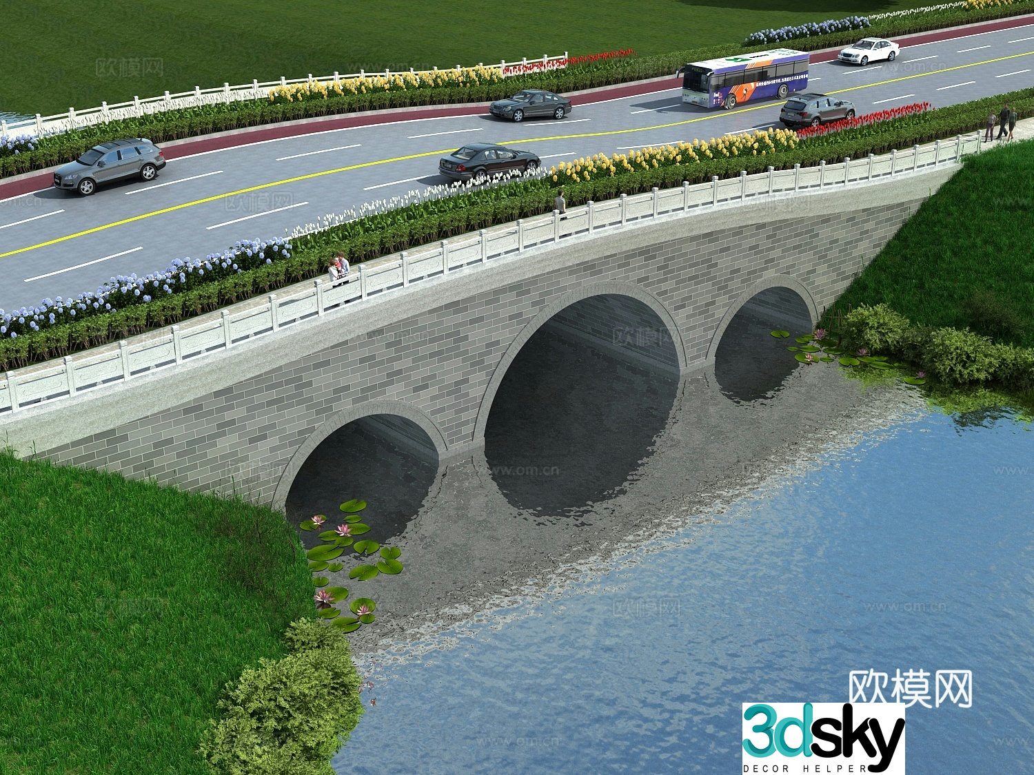 Chinese landscape bridge 3D model