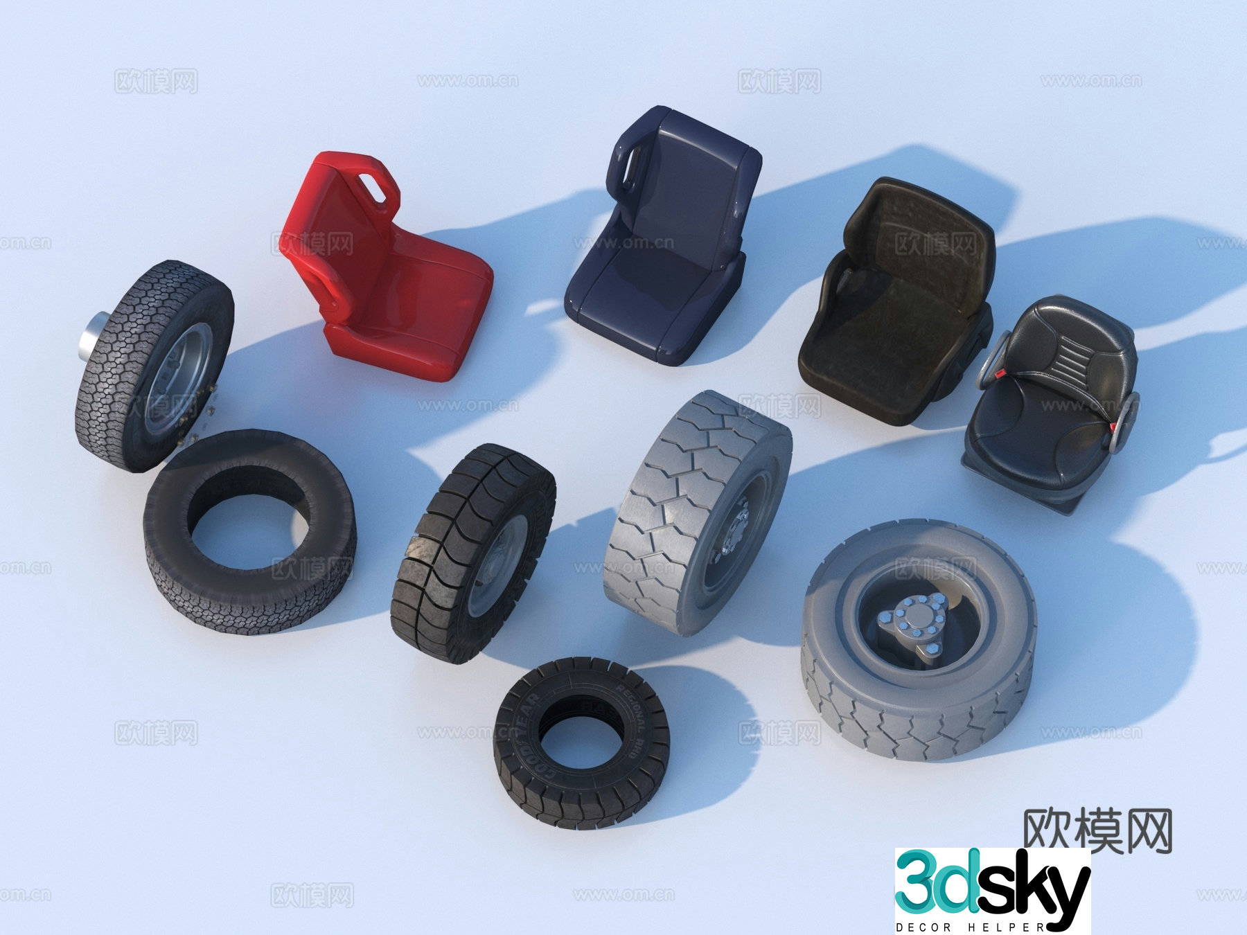 Tires Car seat Hardware 3D Model
