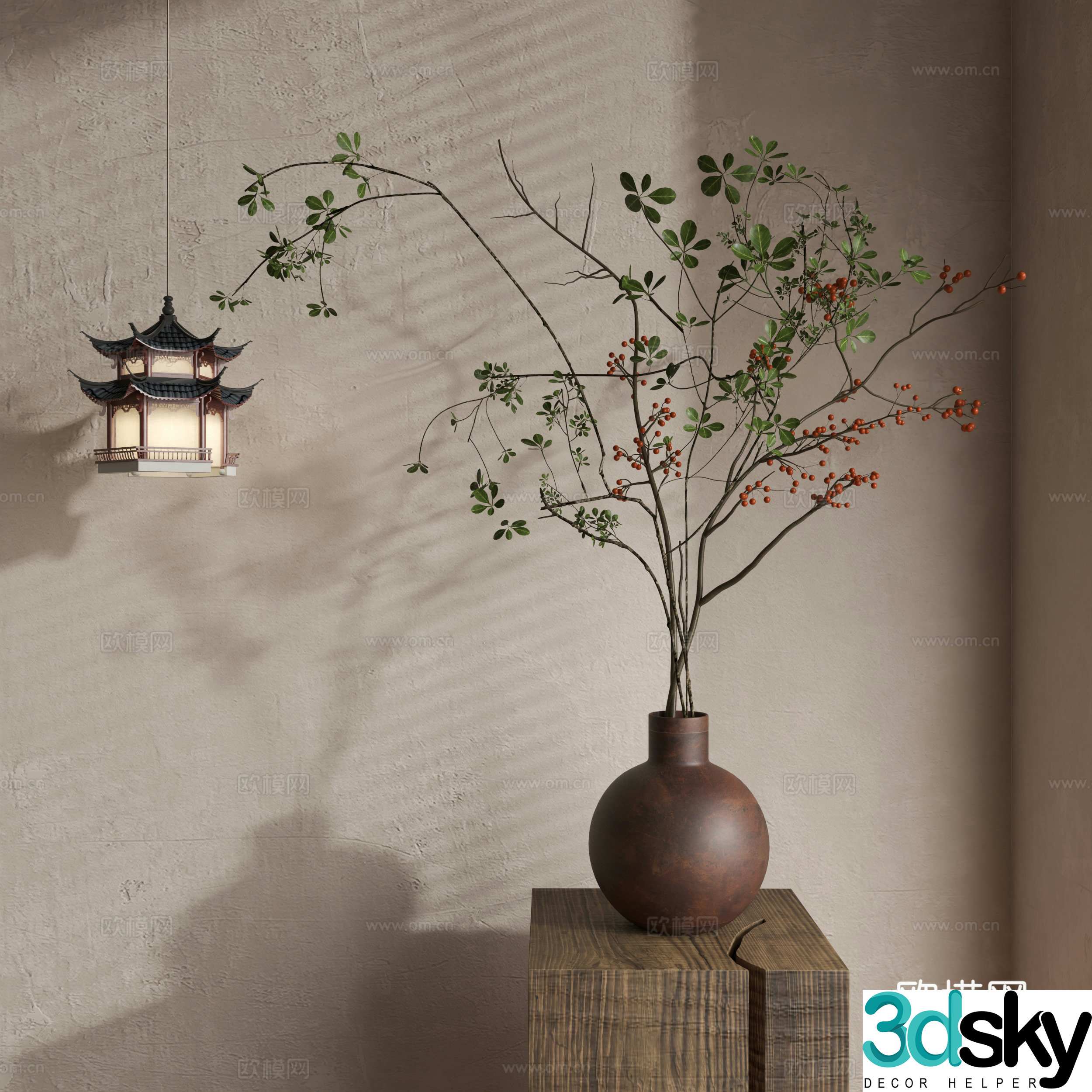 Waverly Flower Art Middle Ages Flower Art New Chinese Flower Art Modern Flower Art Vase 3D Model