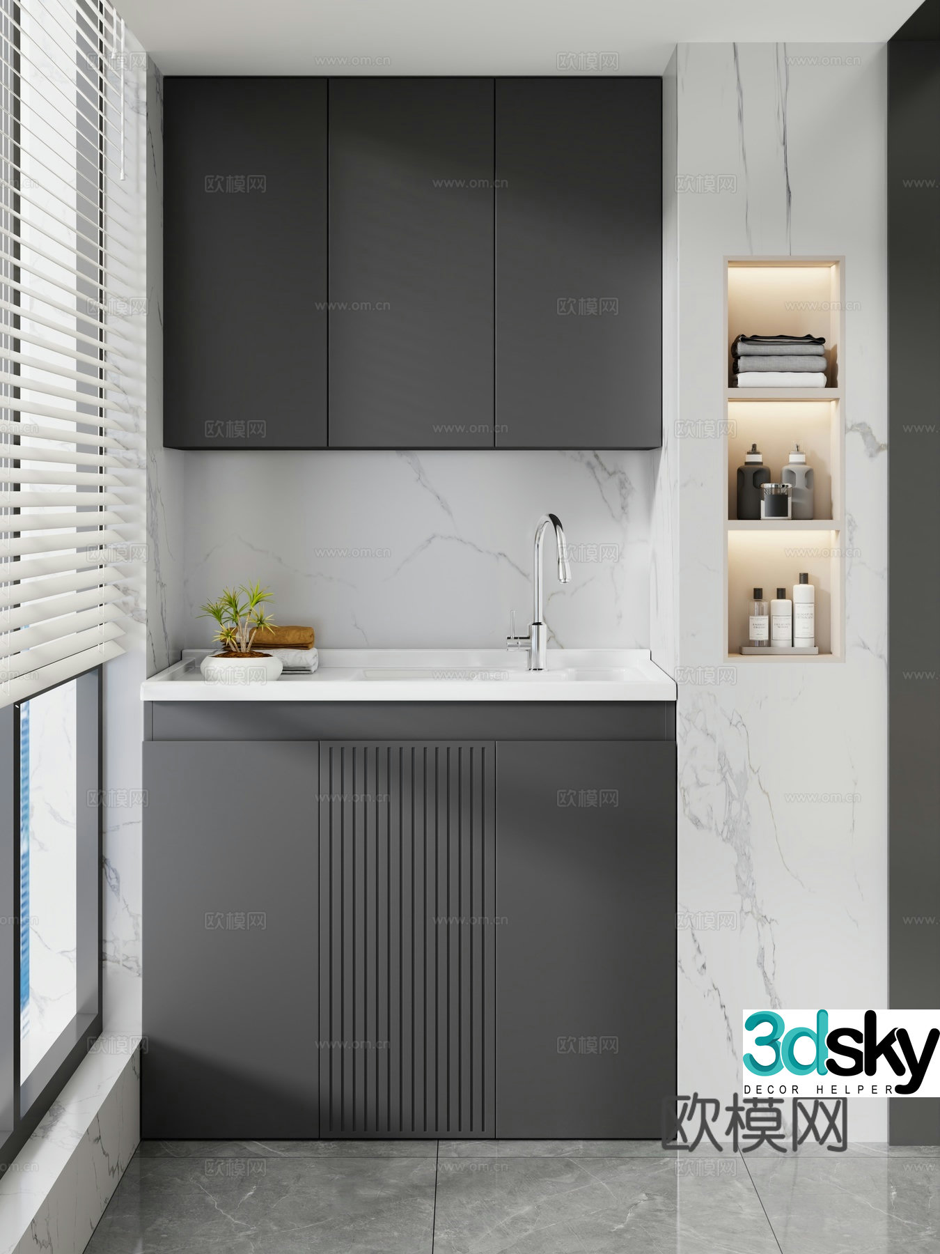 Balcony cabinet bathroom cabinet 3d model