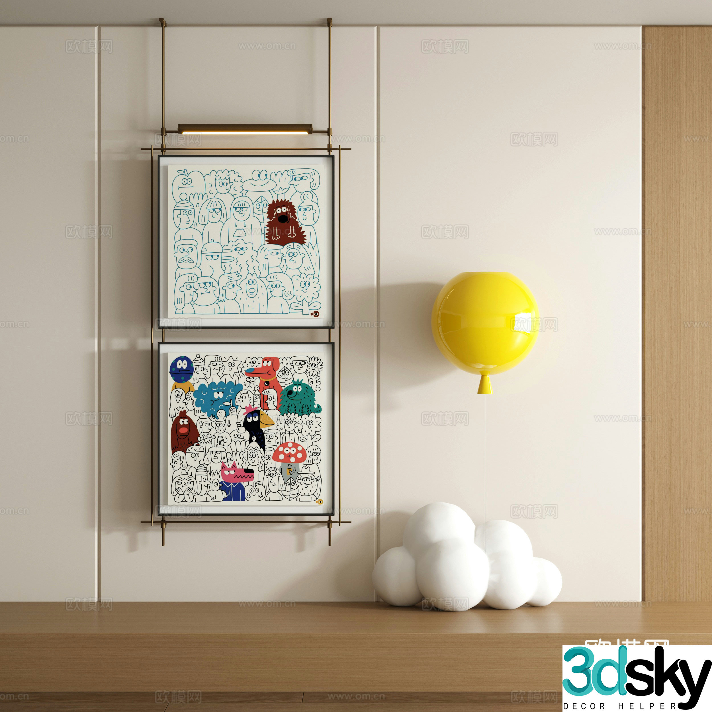 Modern graffiti decorative painting 3d model