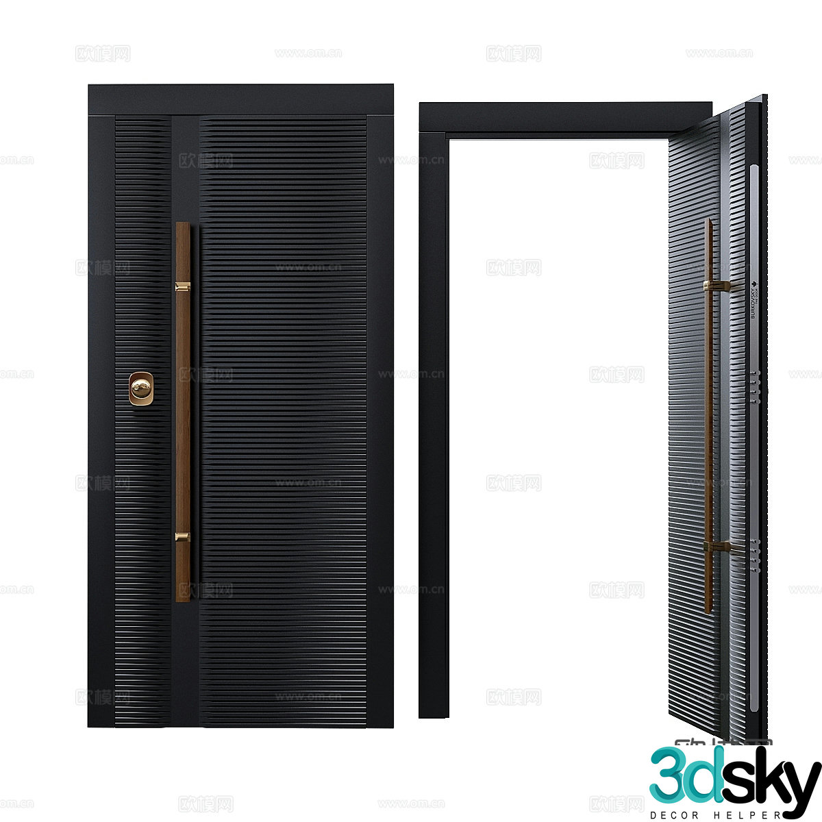 Modern Italian light luxury entrance door 3D model