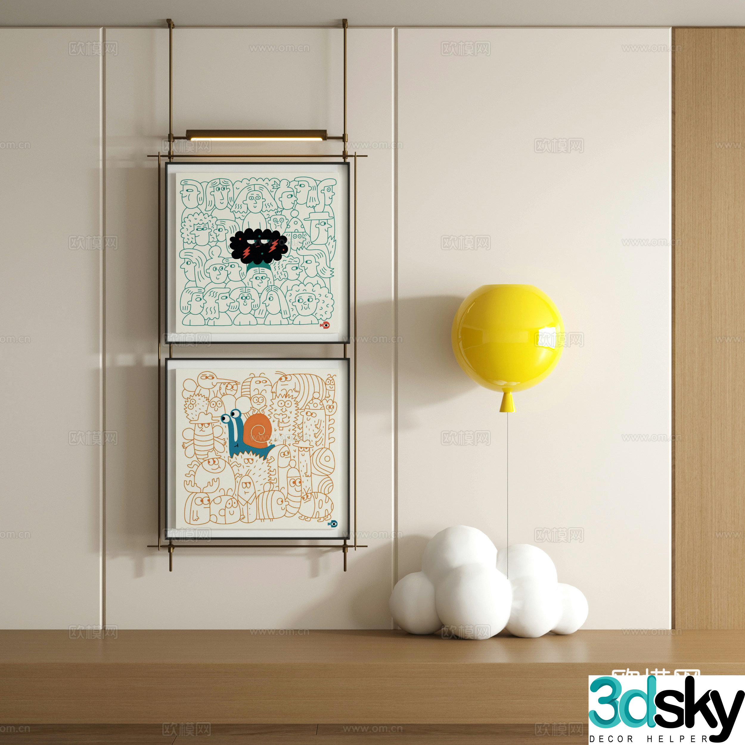 Modern graffiti decorative painting 3d model