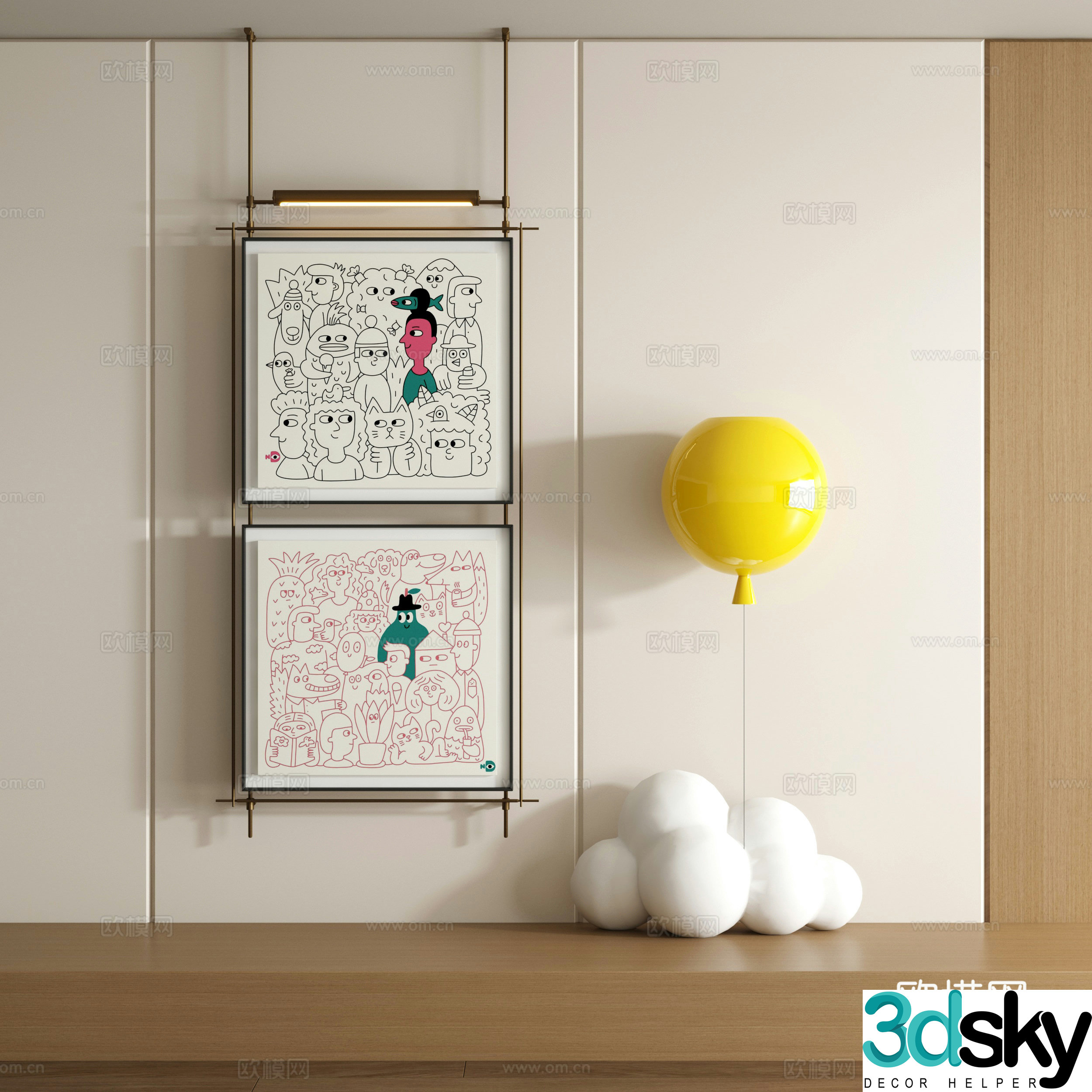 Modern graffiti decorative painting 3d model