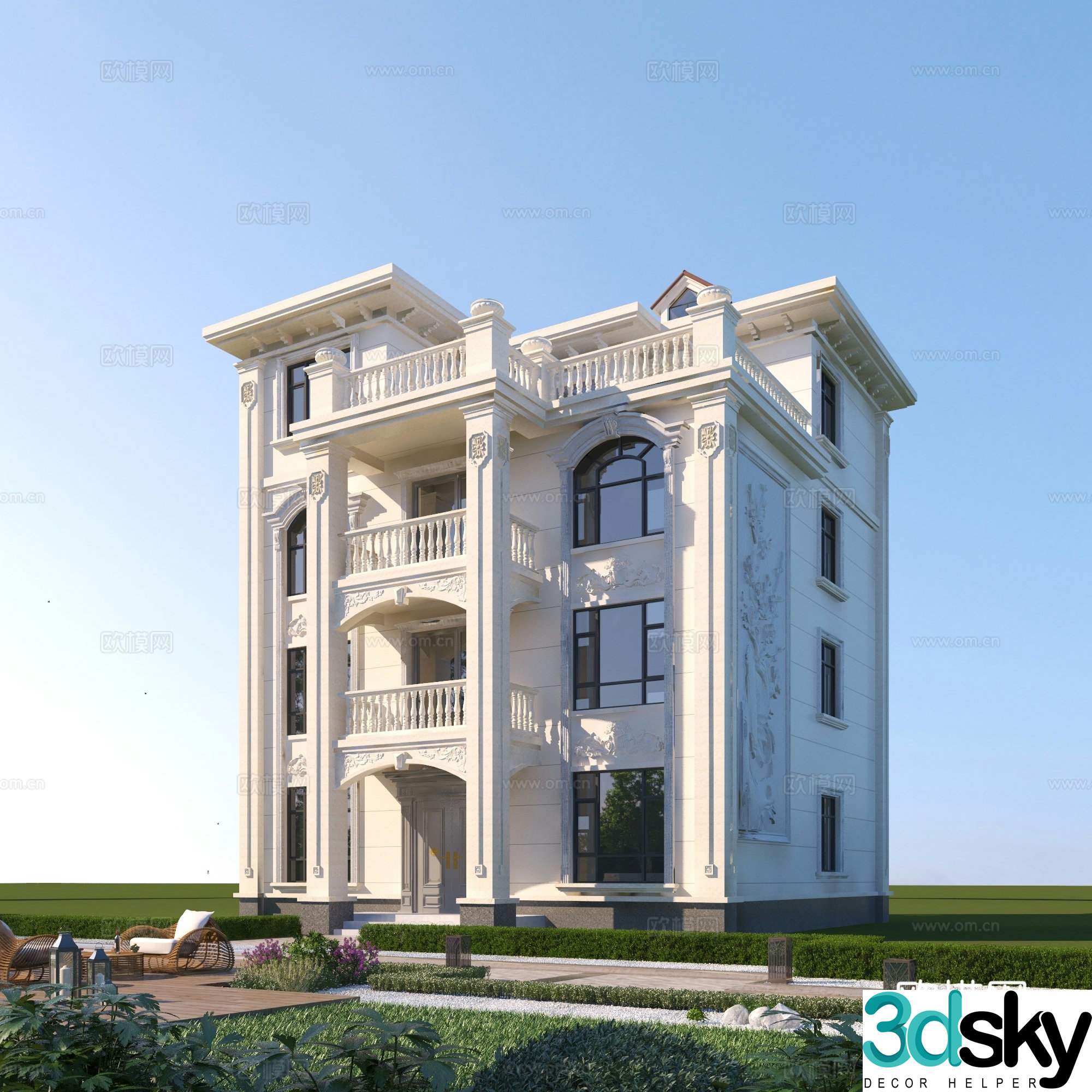Simple European single-family villa 3D model