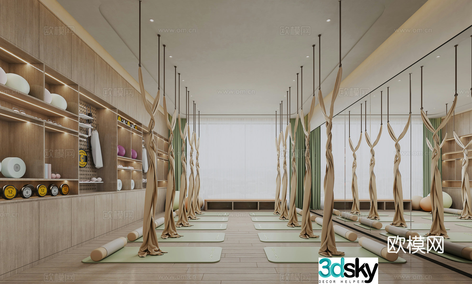 Modern yoga room 3d model