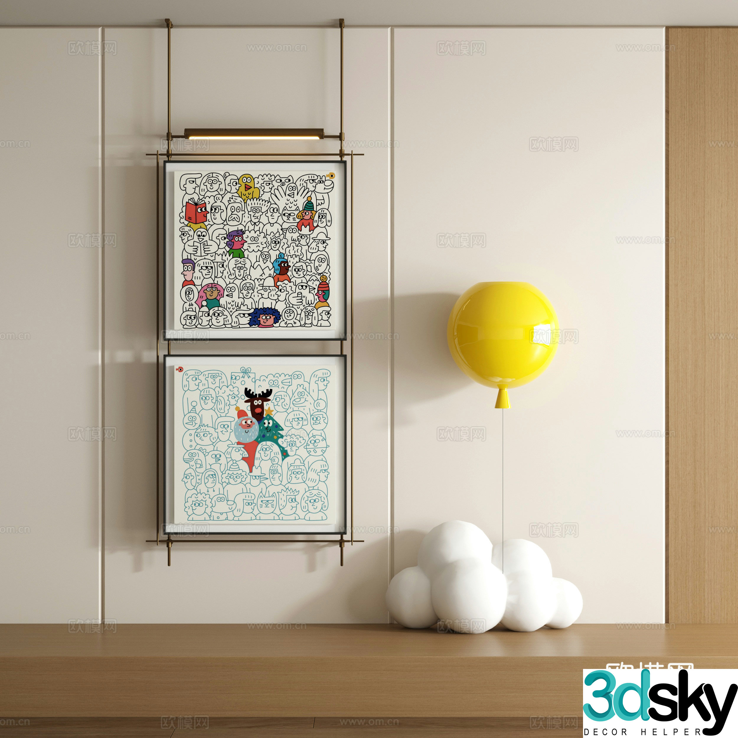 Modern graffiti decorative painting 3d model