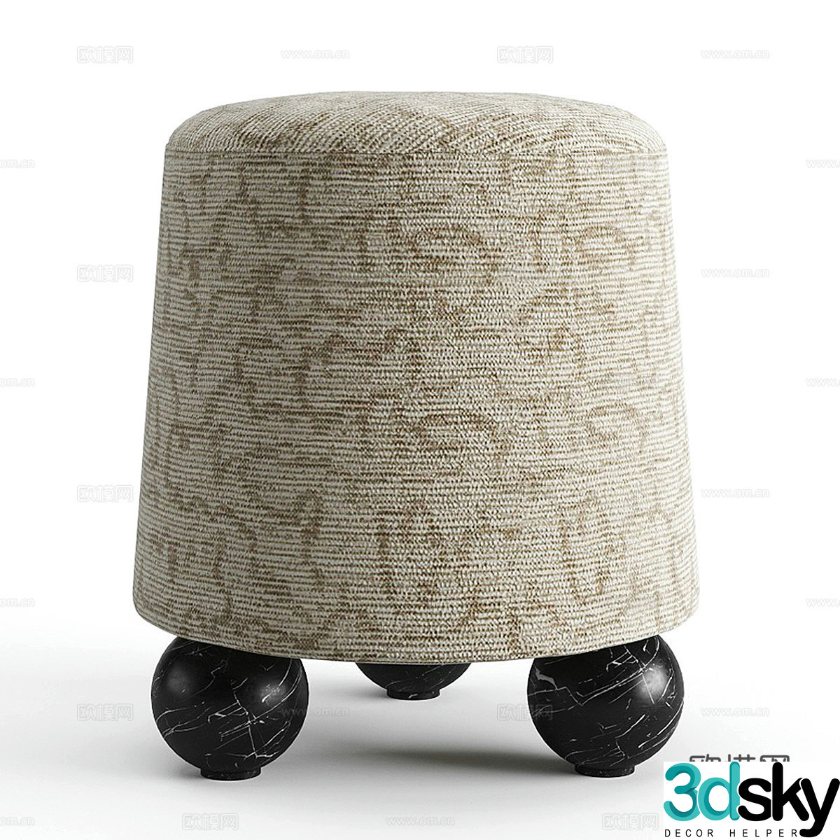 Modern Italian Kelly Wearstler Selma Stool 3D Model