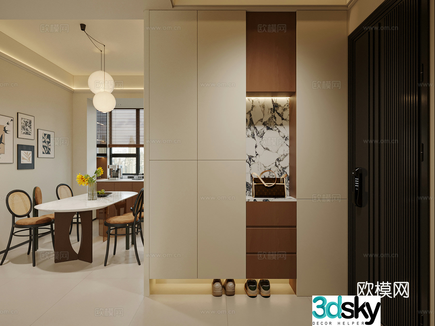 Modern cream medieval style 3d model