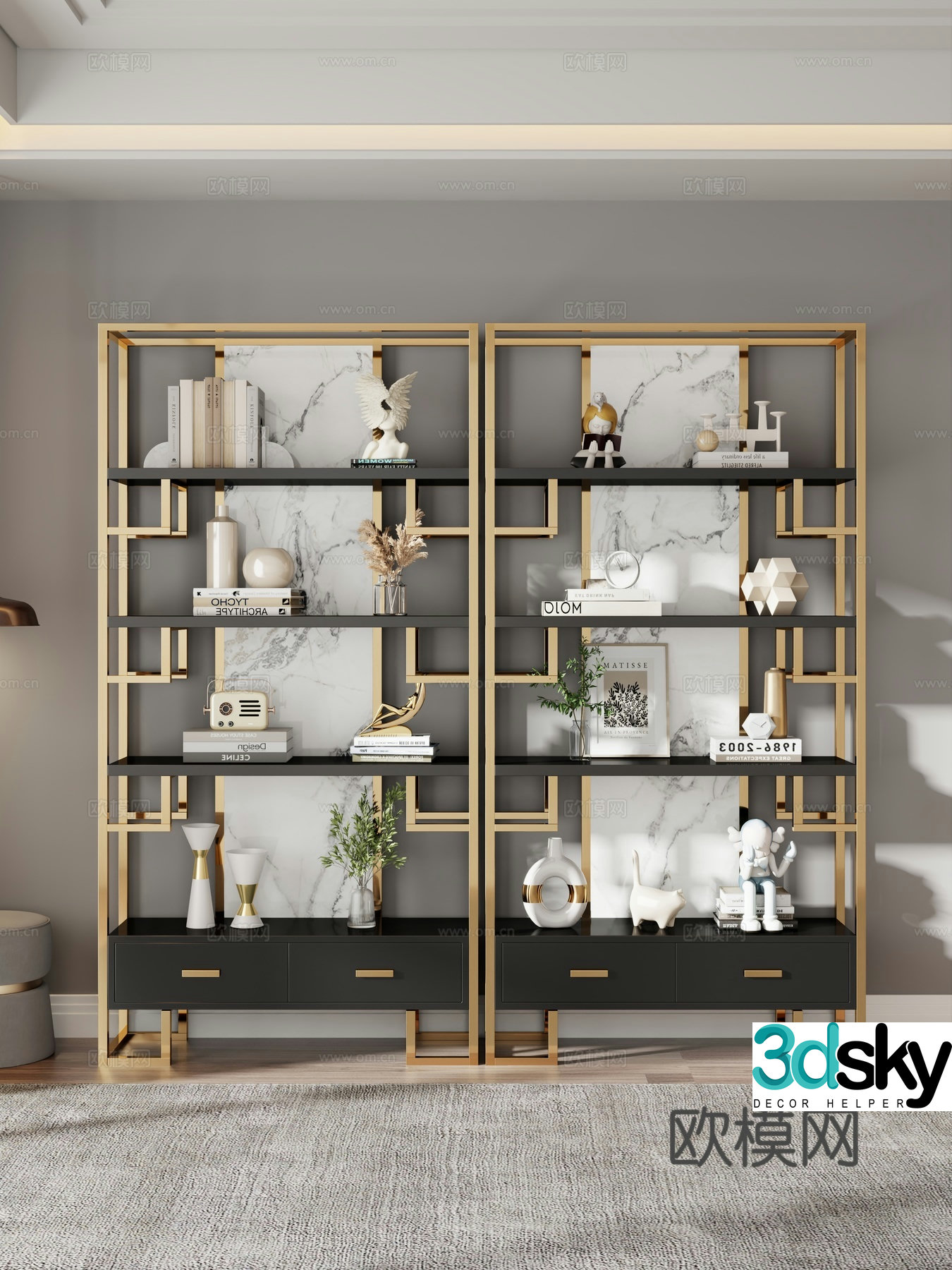 Simple shelf Bookshelf Shelf Decorative shelf 3D model