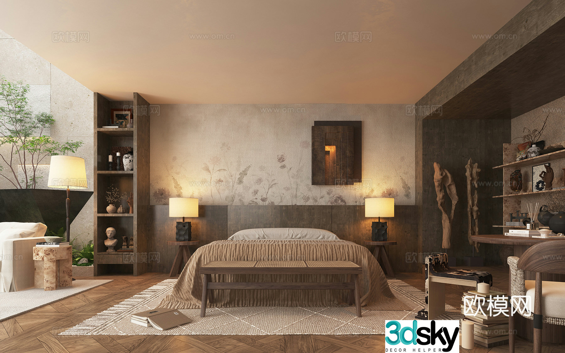 Wasabi Middle Style Bedroom 3D Model