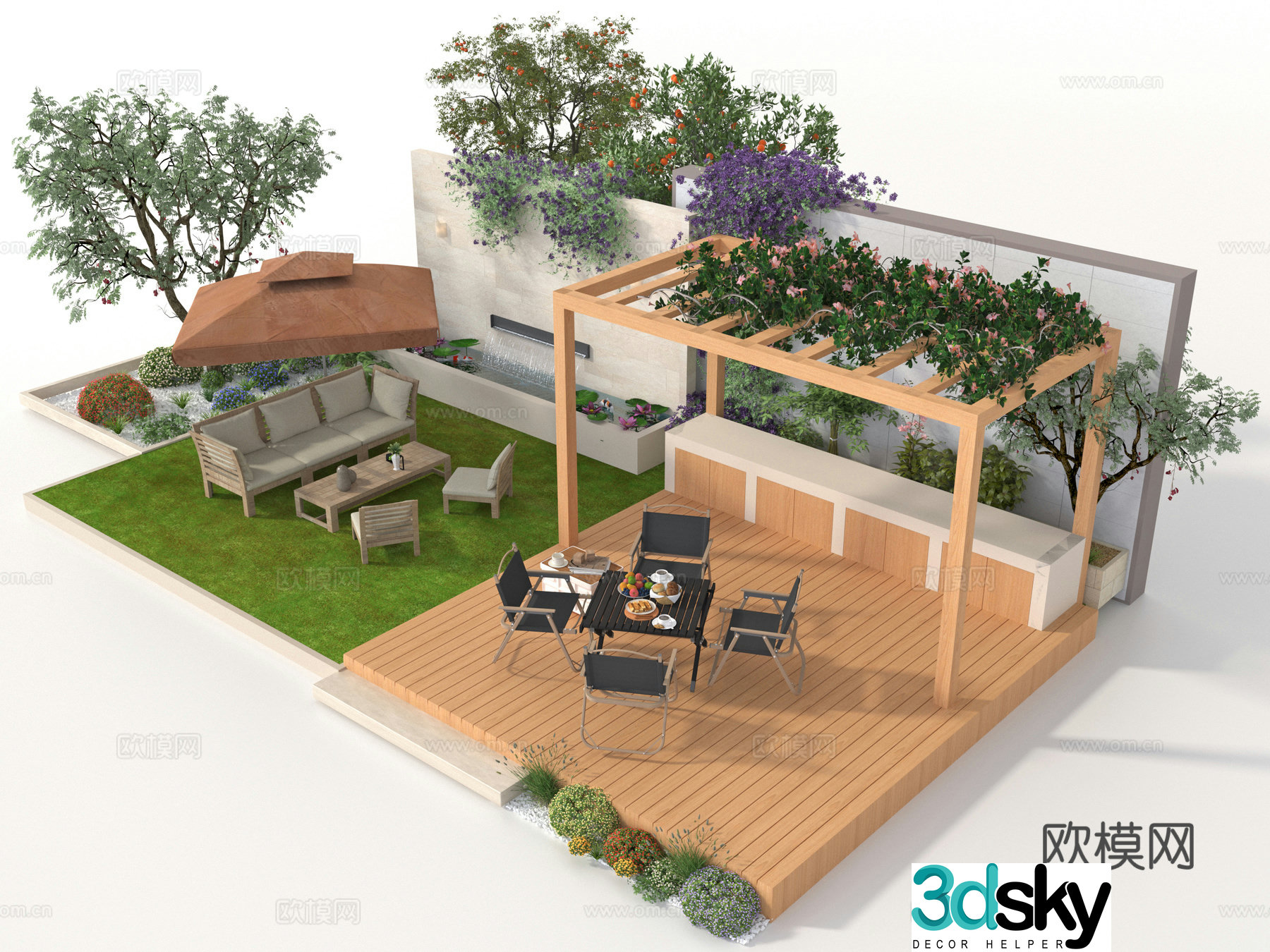 Outdoor garden landscape 3d model