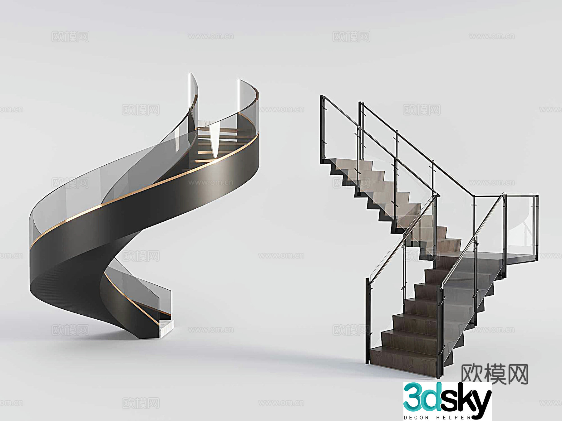 Rotating stairs arc stairs suspended stairs glass stairs 3d model