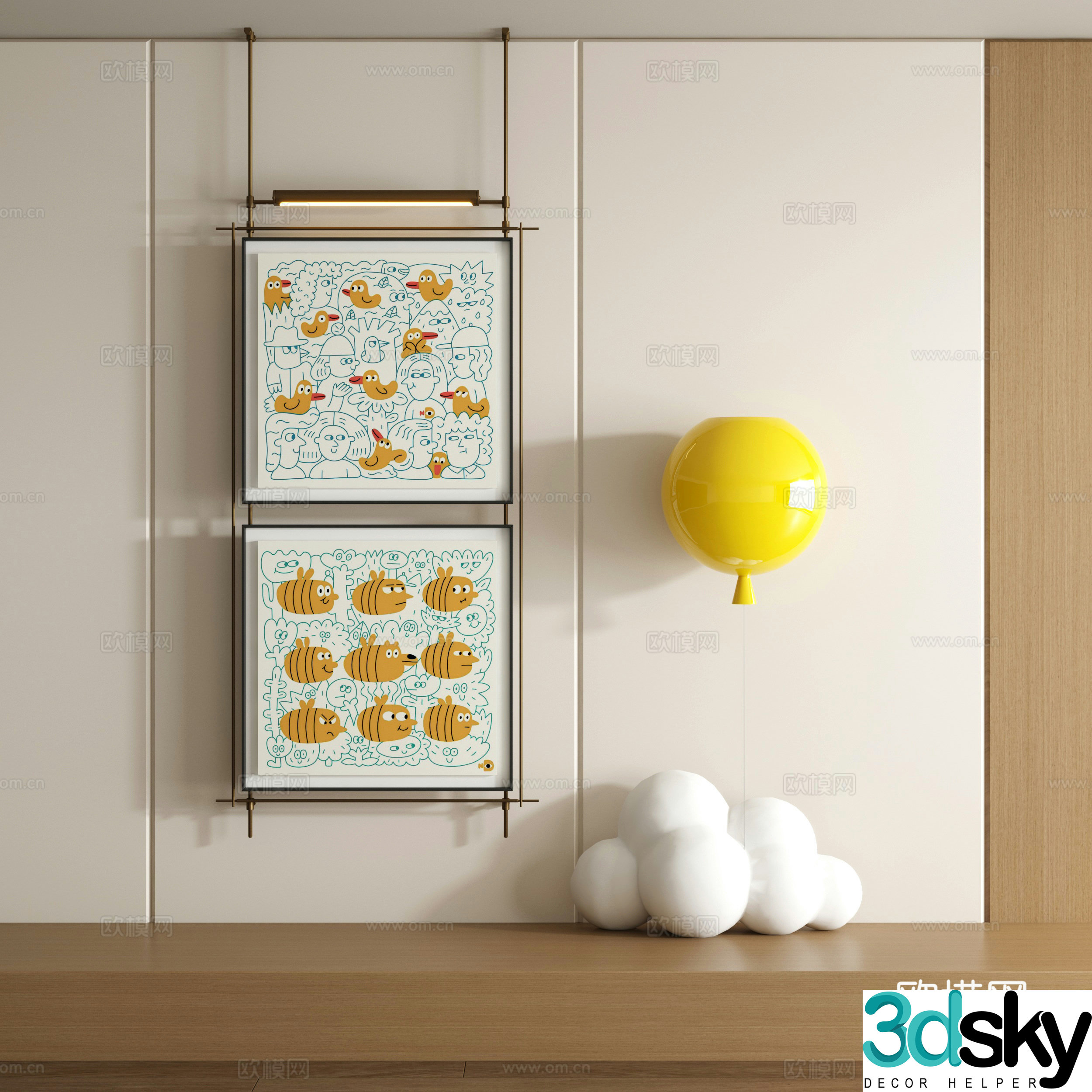 Modern graffiti decorative painting 3d model