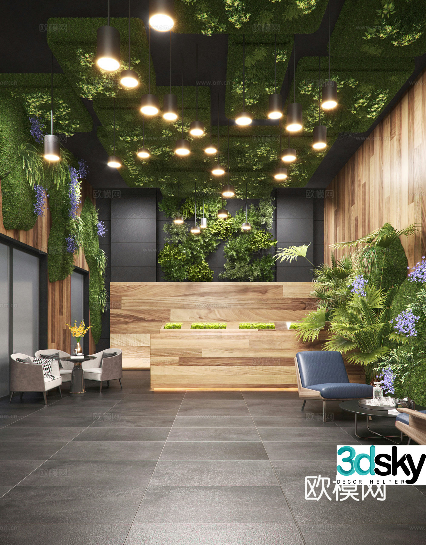 Modern office front desk 3D model