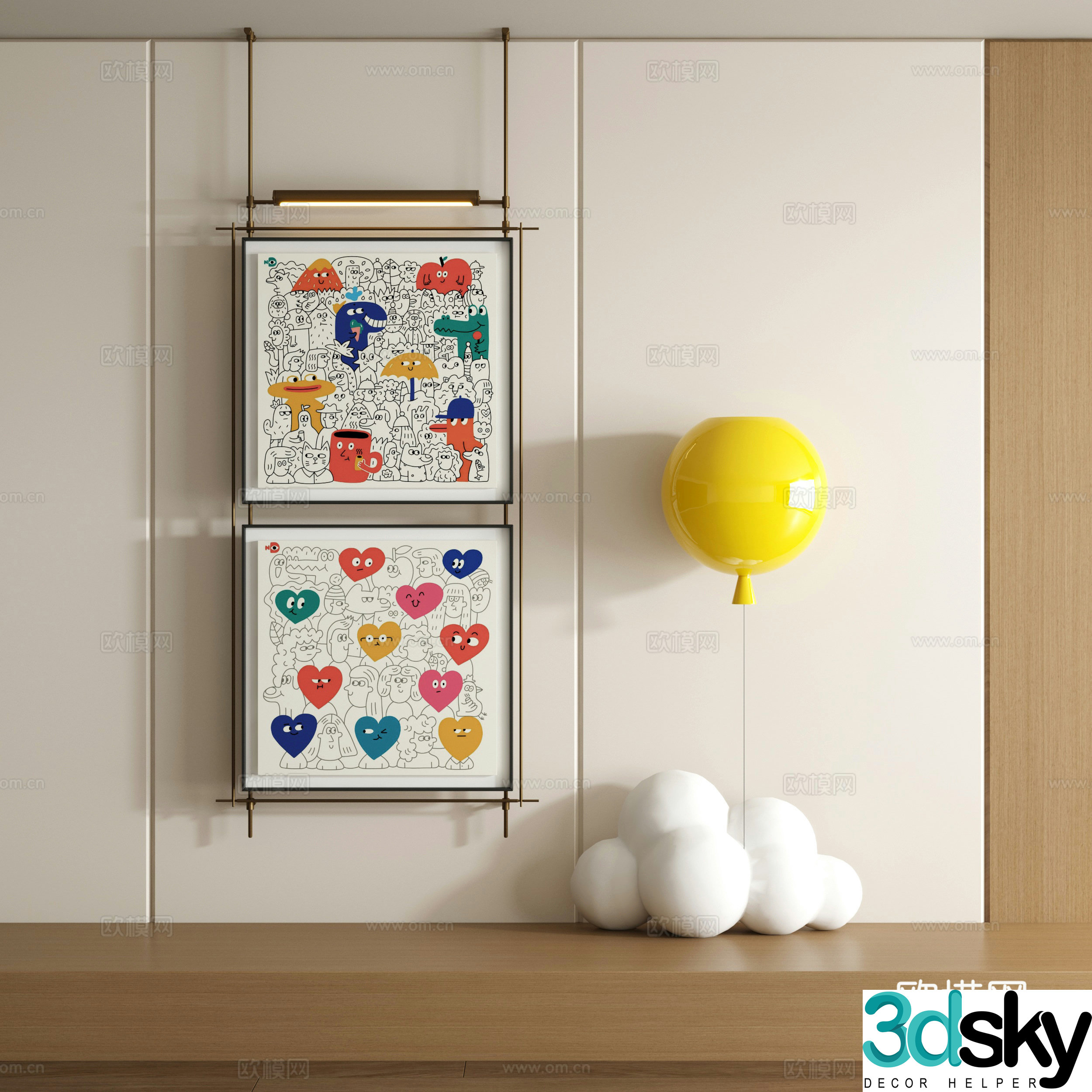 Modern graffiti decorative painting 3d model