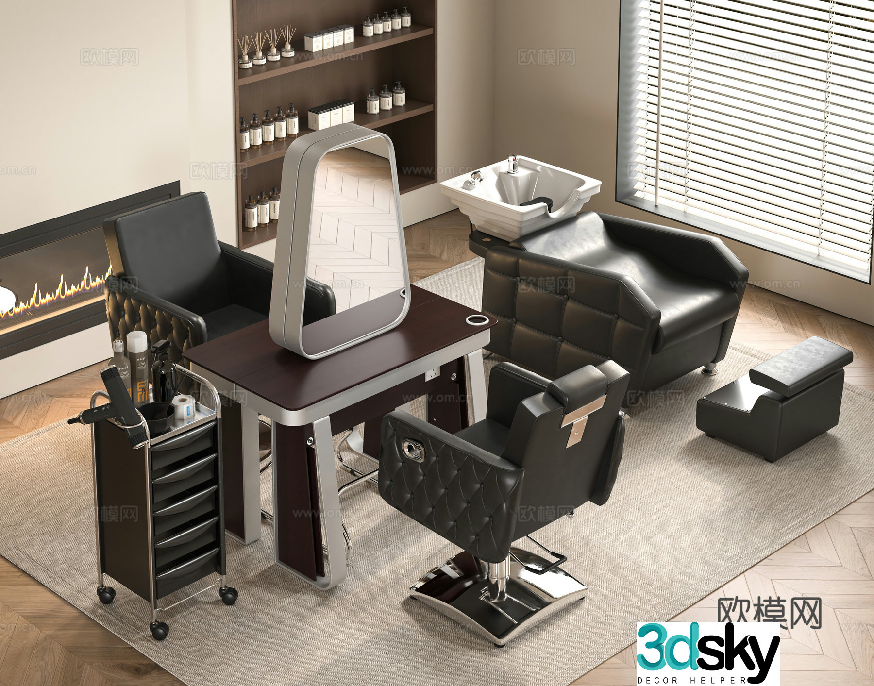 Modern barber shop 3d model