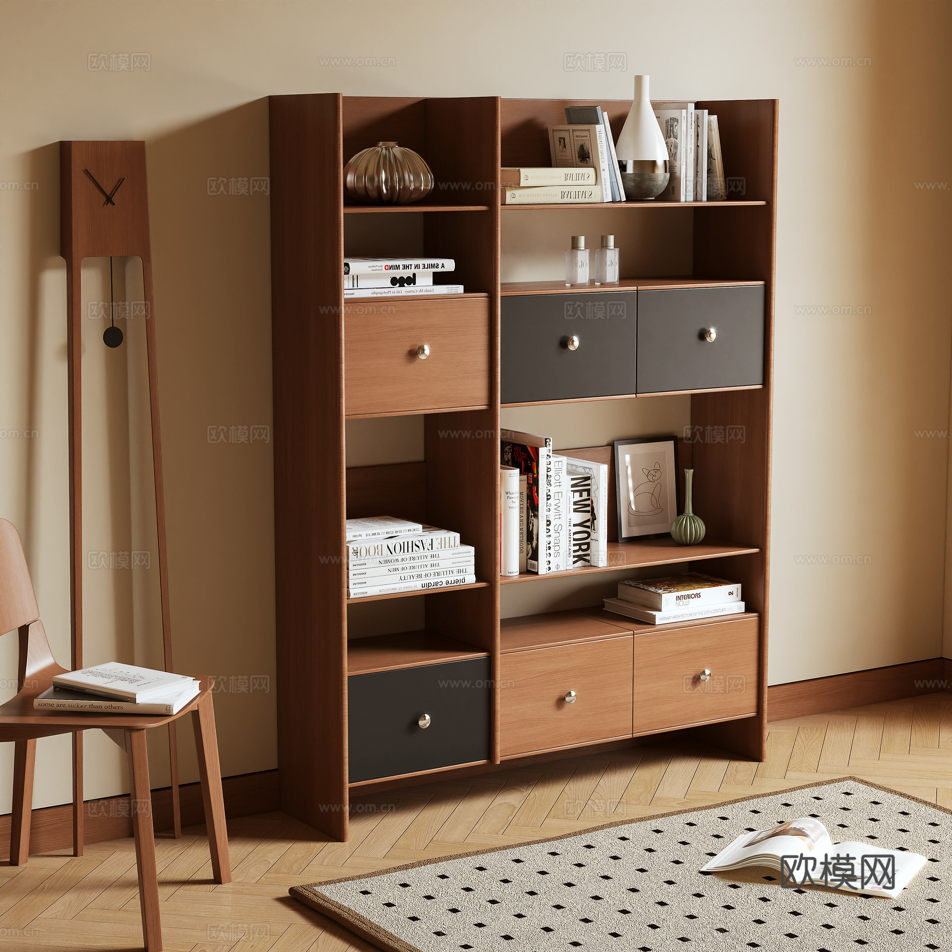 3D model of medieval style bookcase