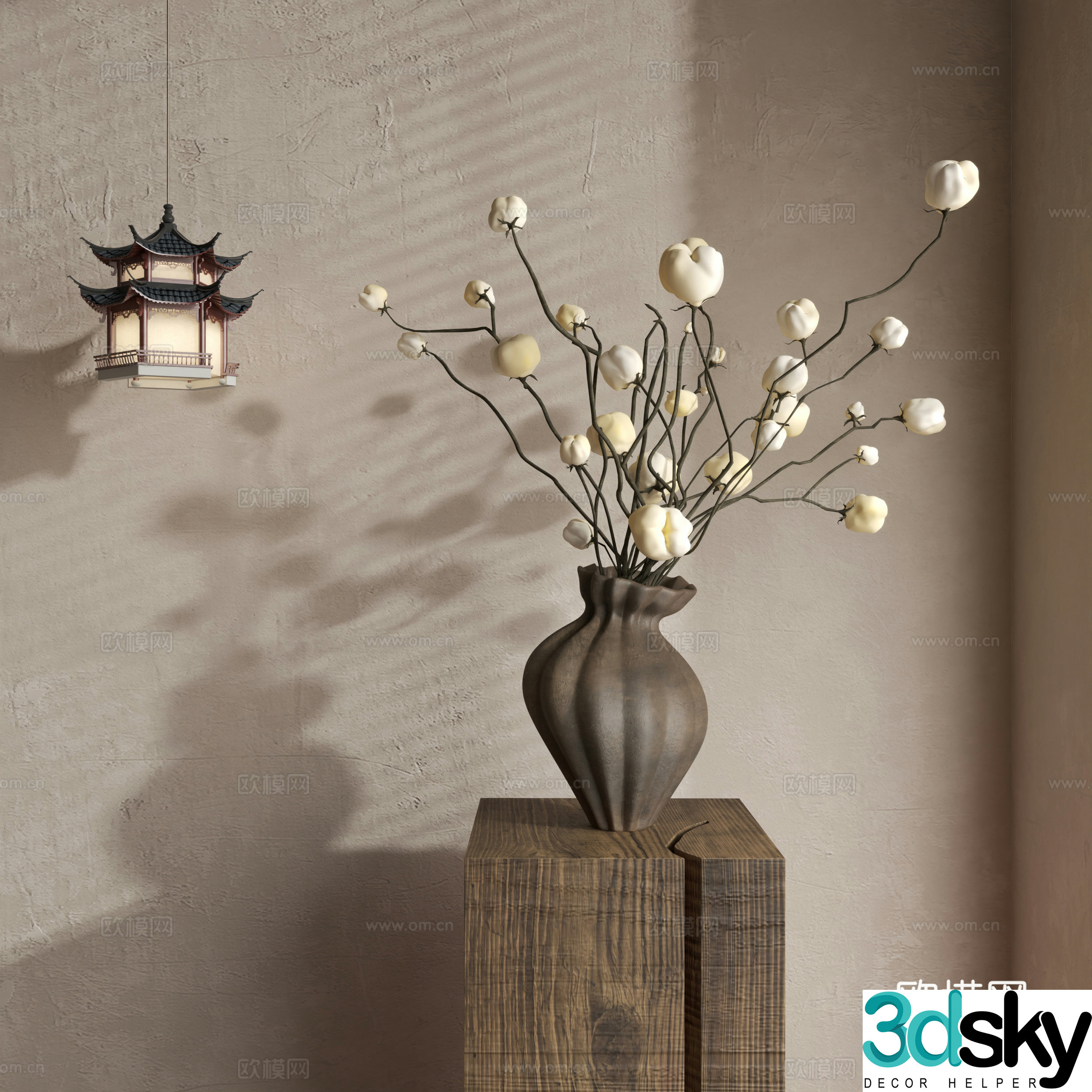 Waverly Flower Art Middle Ages Flower Art New Chinese Flower Art Modern Flower Art Vase 3D Model