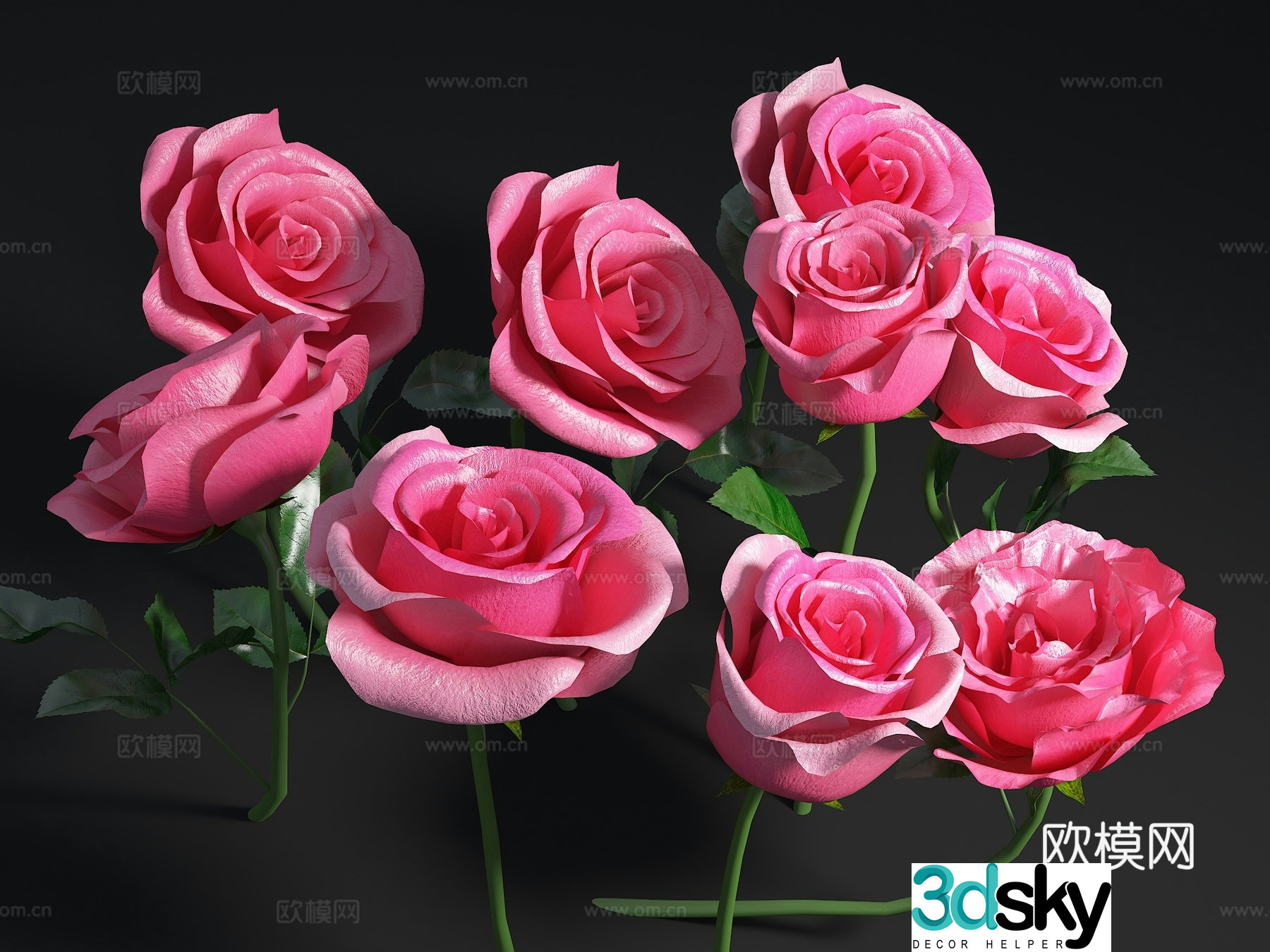 Flowers Rose Peony Red Flowers Flowers Flowers 3D Model