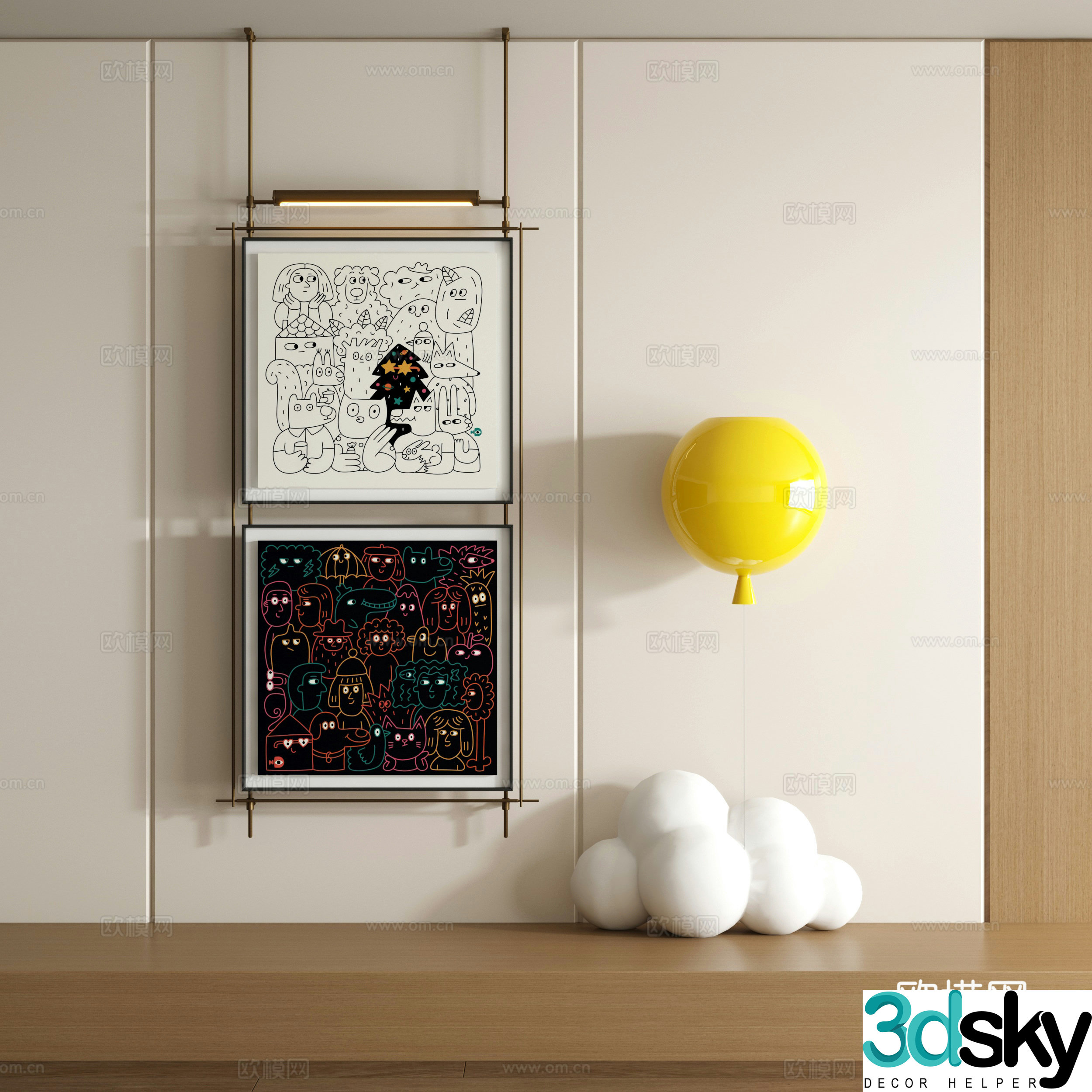 Modern graffiti decorative painting 3d model