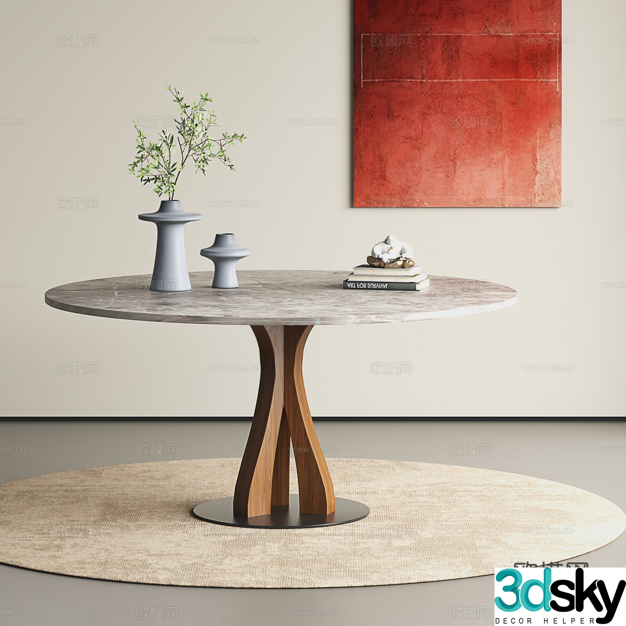 Retro style dining table medieval style dining table Wasabi style dining table 3D model