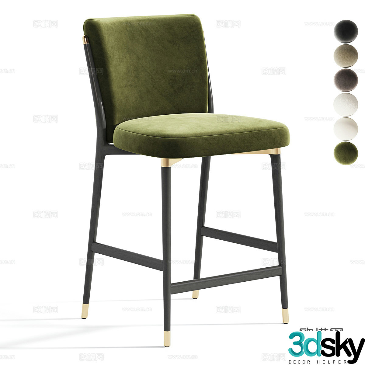 New Chinese style light luxury Norrie Forest bar chair 3D model