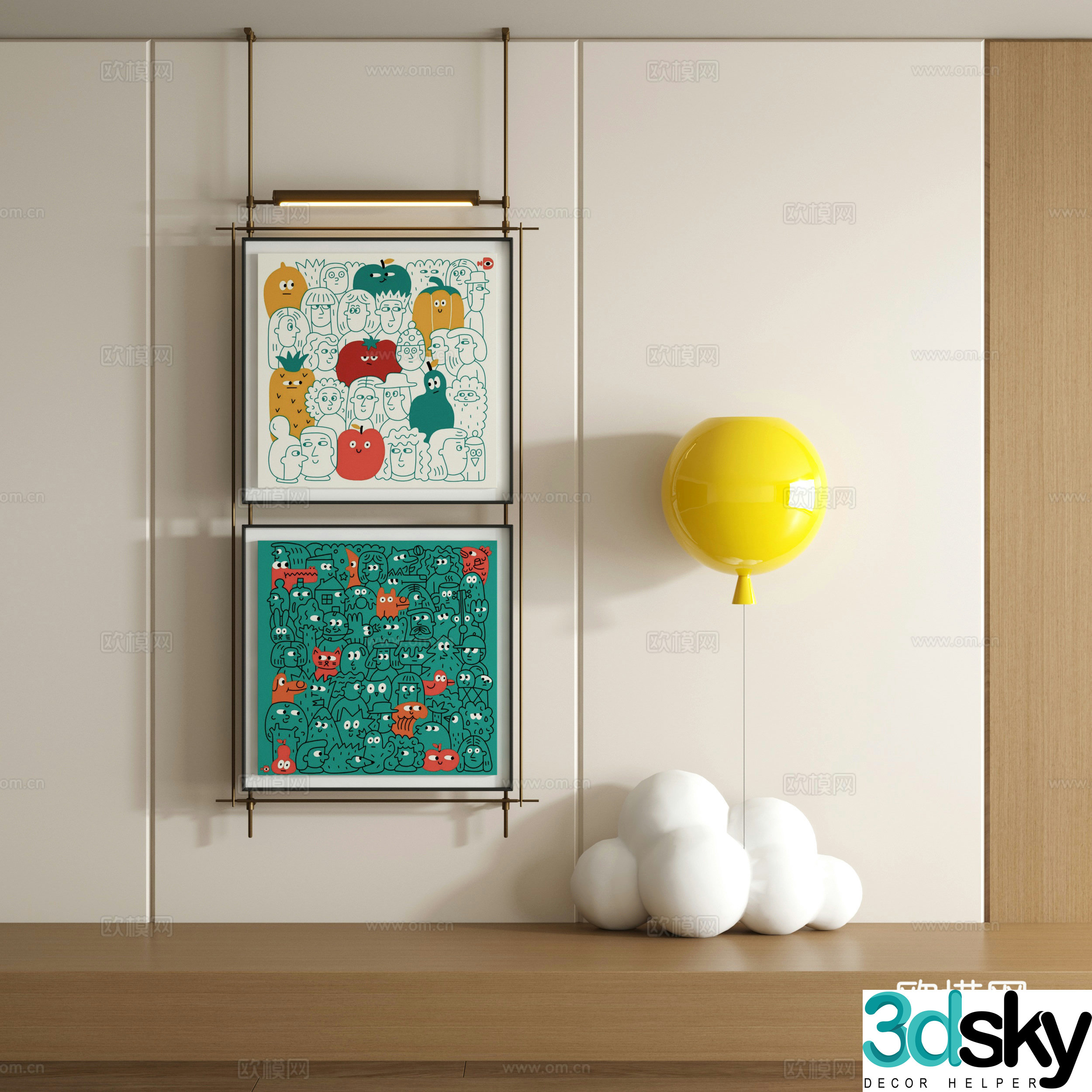 Modern graffiti decorative painting 3d model