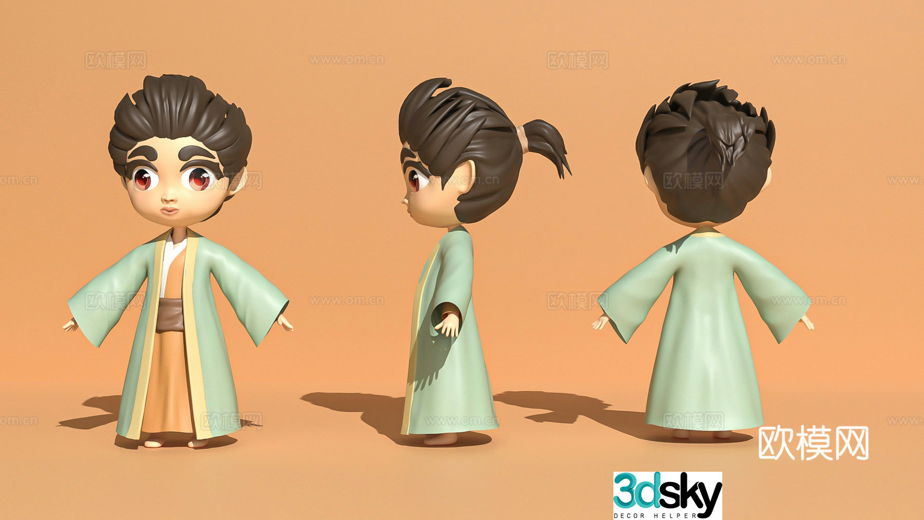 ip ancient boy character ornaments doll game character 3d model