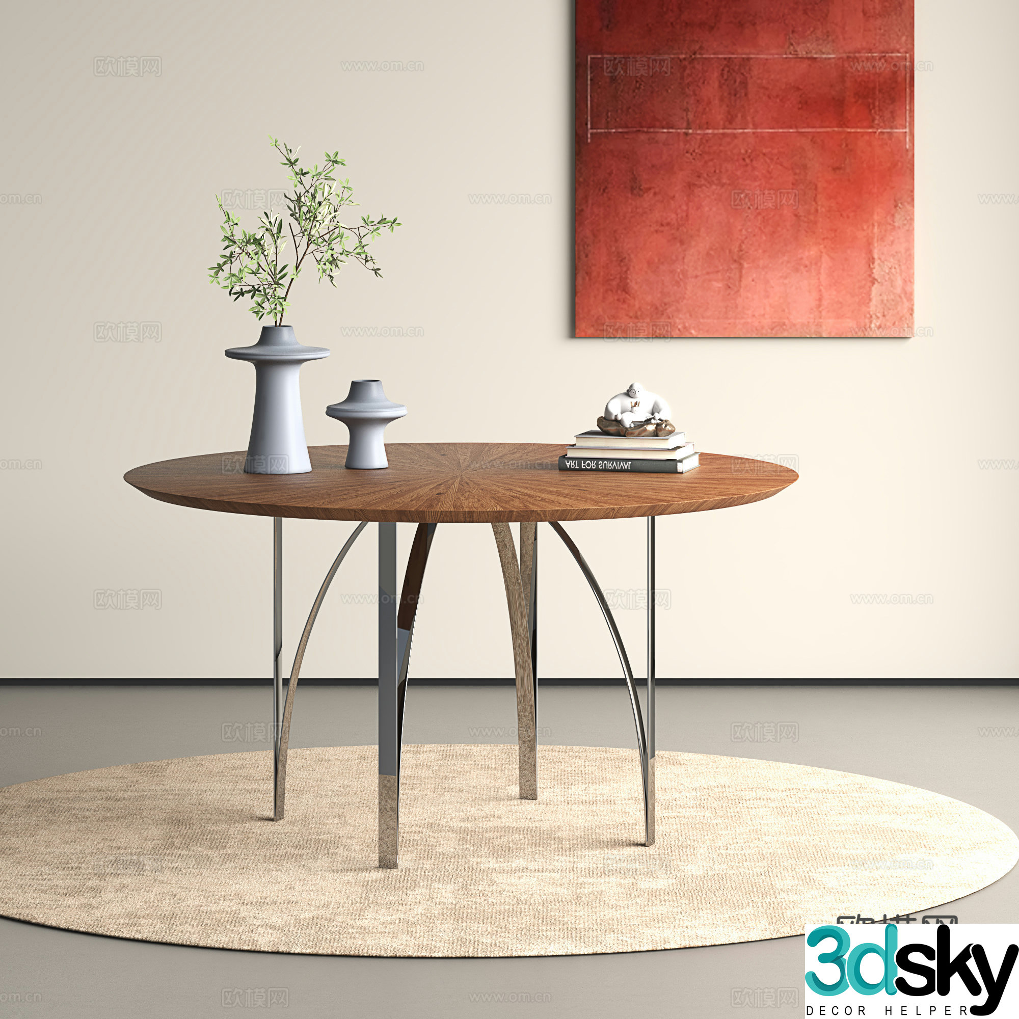 Modern dining table Simple dining table Round table Round dining table 3d model