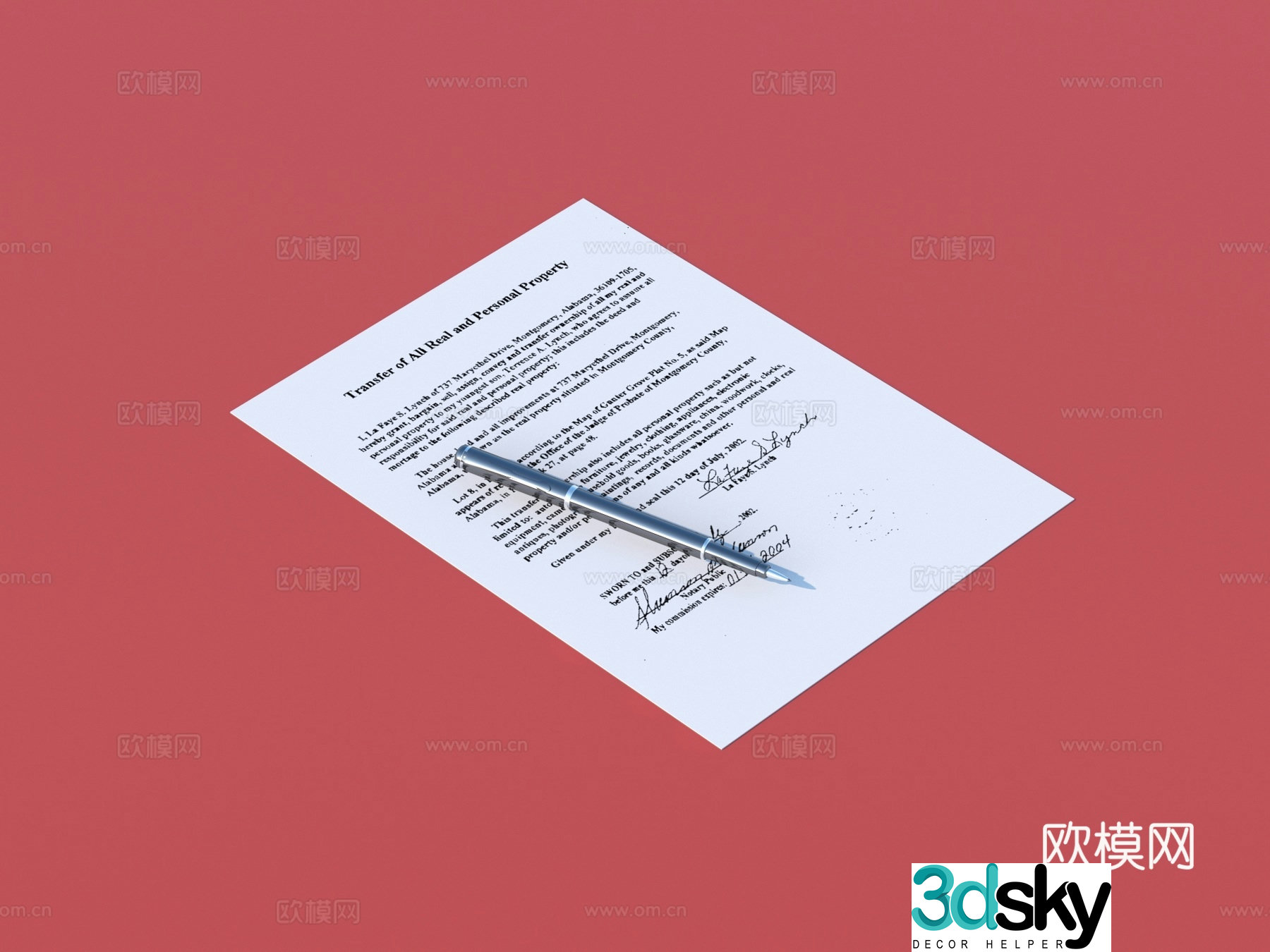Pen Manuscript Paper Plane 3d Model