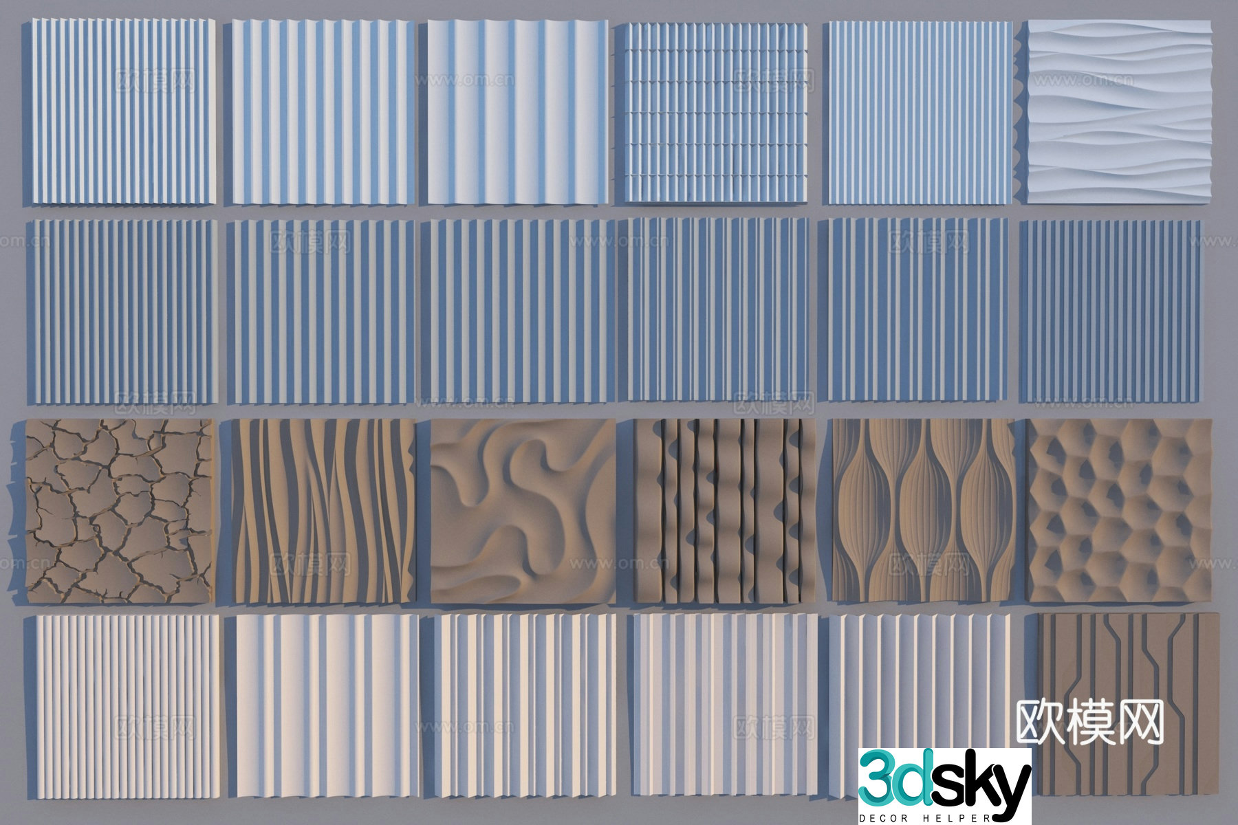 Modern wall panel combination 3D model