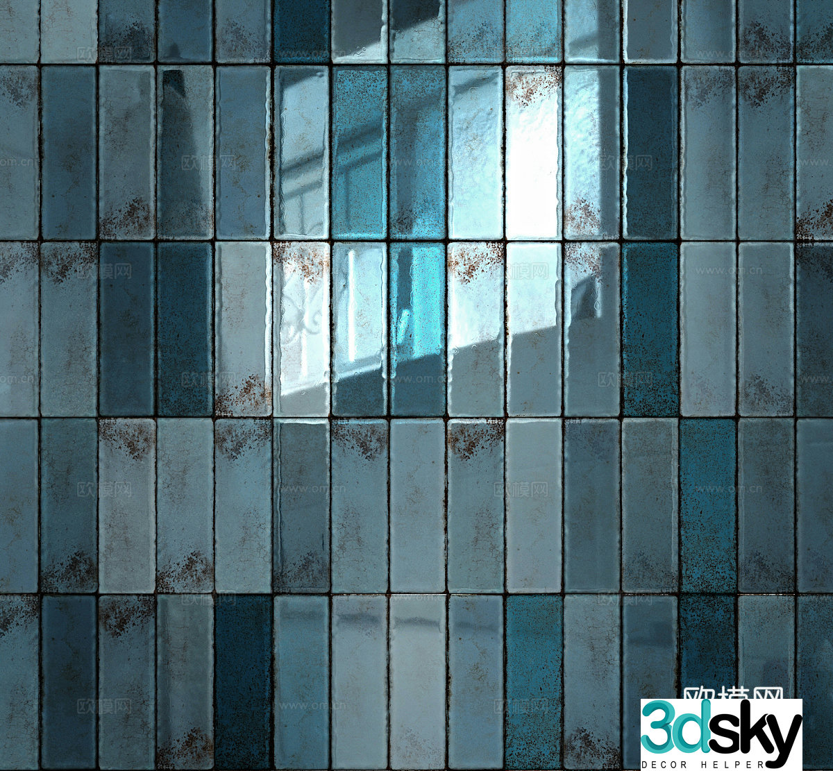 Blue wall tiles Bathroom tiles 3d model